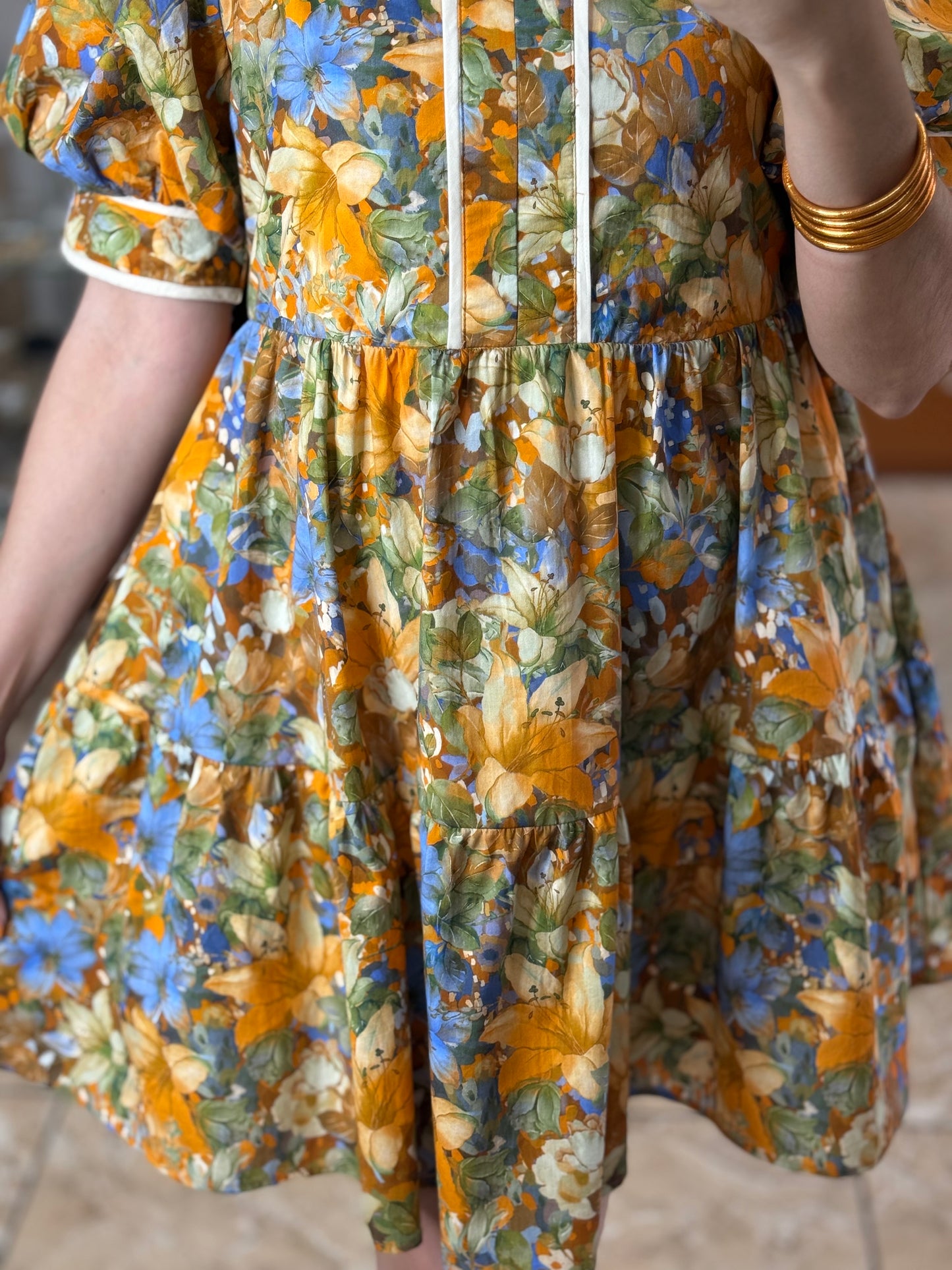 Floral Puff Sleeve Mini Doll Dress