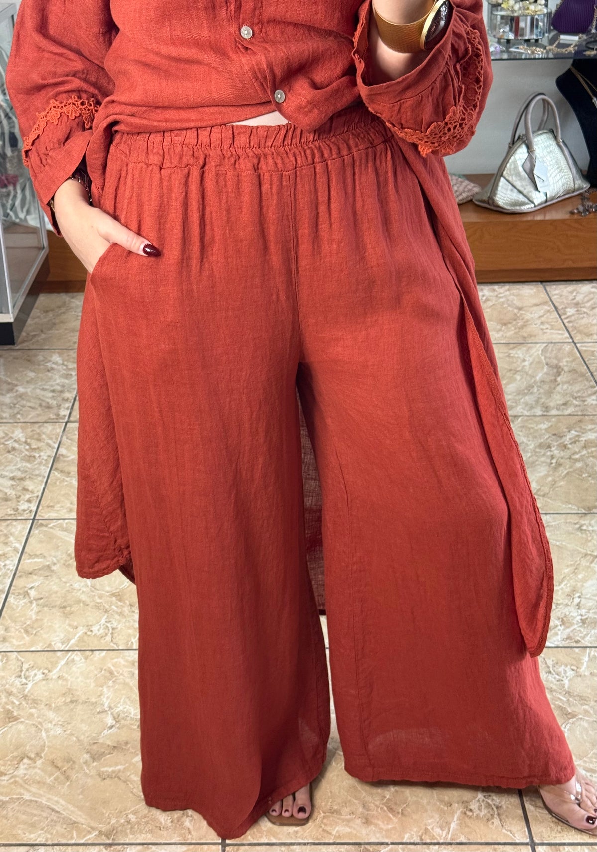 High/Low OS Linen Pant Set (NO RETURNS OR EXCHANGE)