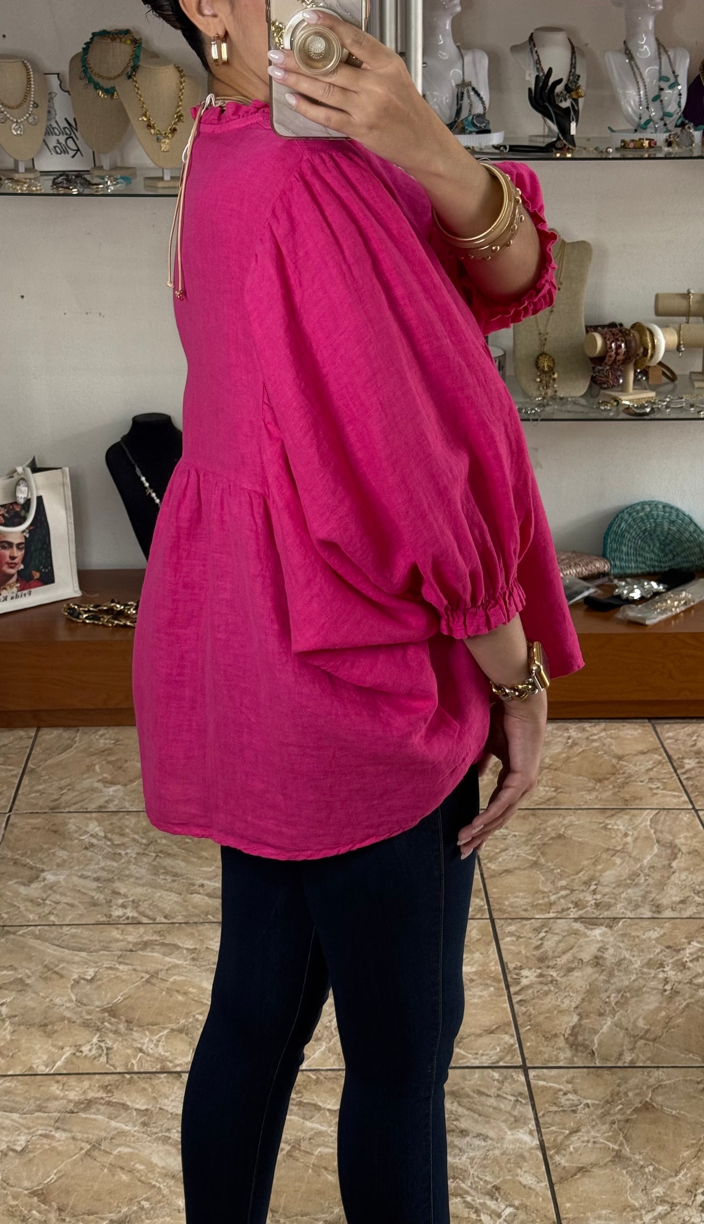 OS Babydoll Linen Top (NO RETURNS OR EXCHANGE)