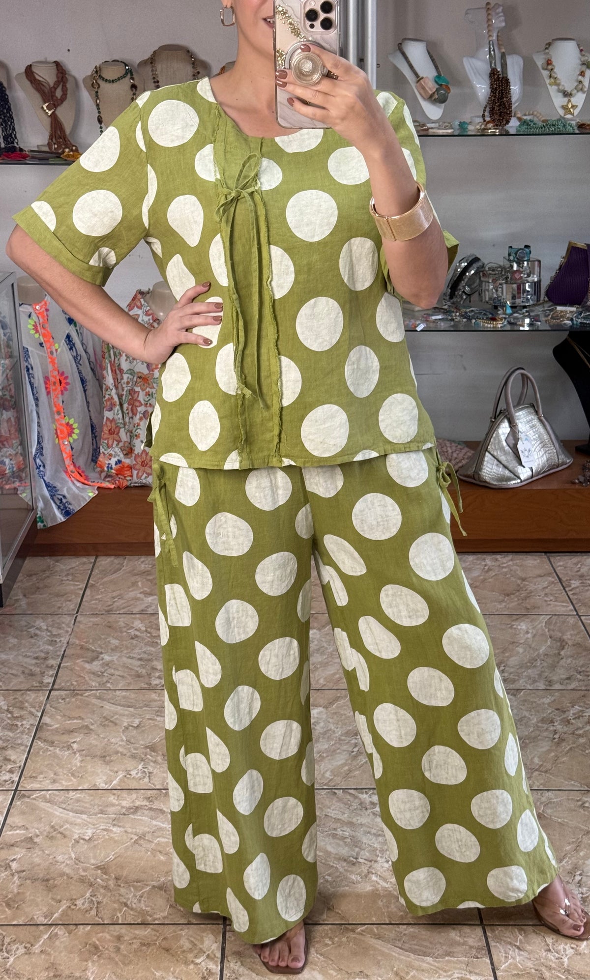 Polka Dots and Ribbons OS Linen Set (NO RETURNS OR EXCHANGE)