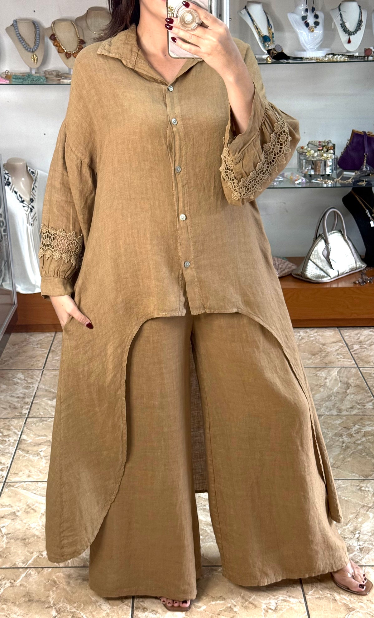 High/Low OS Linen Pant Set (NO RETURNS OR EXCHANGE)