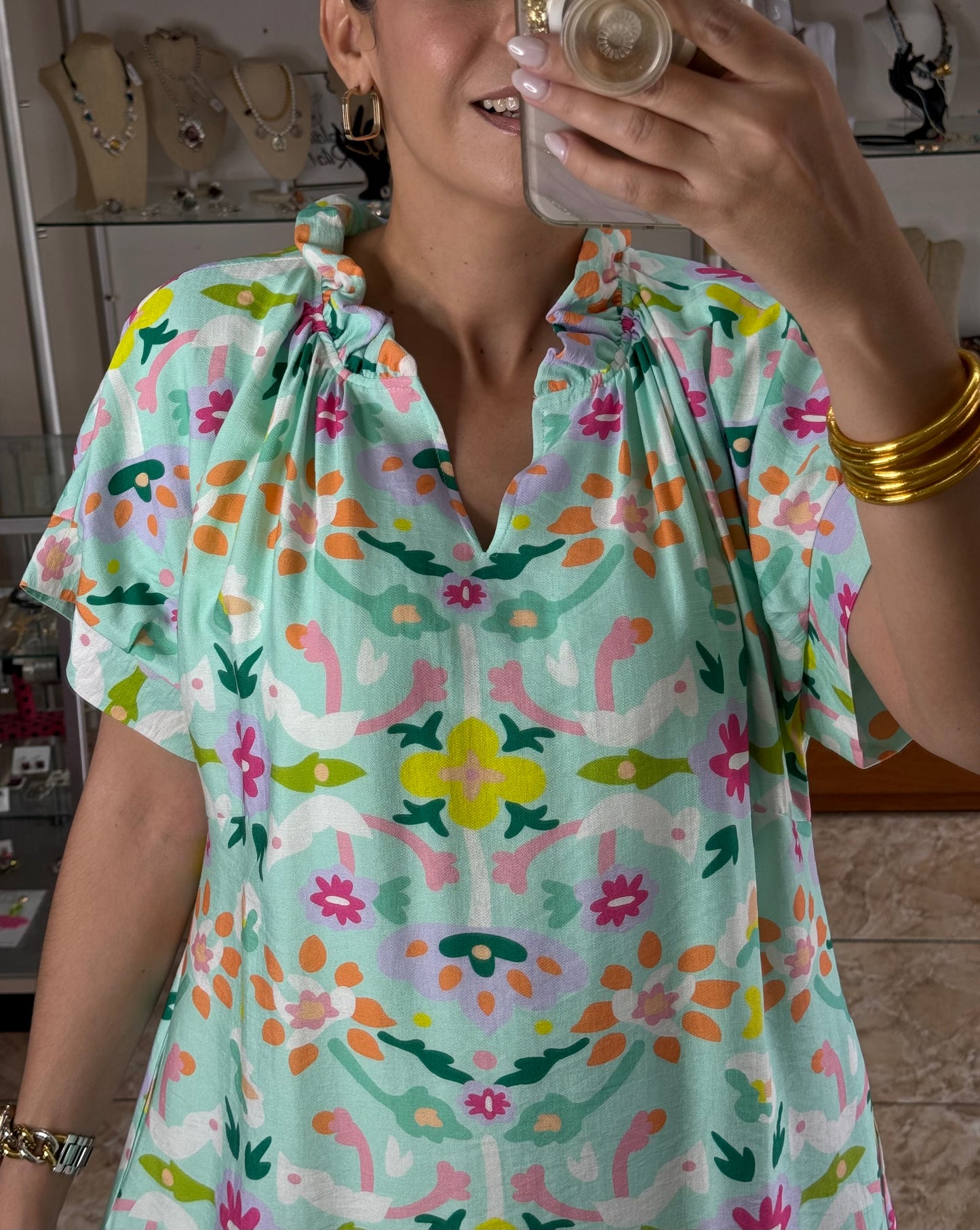 Mint Floral Mini Dress