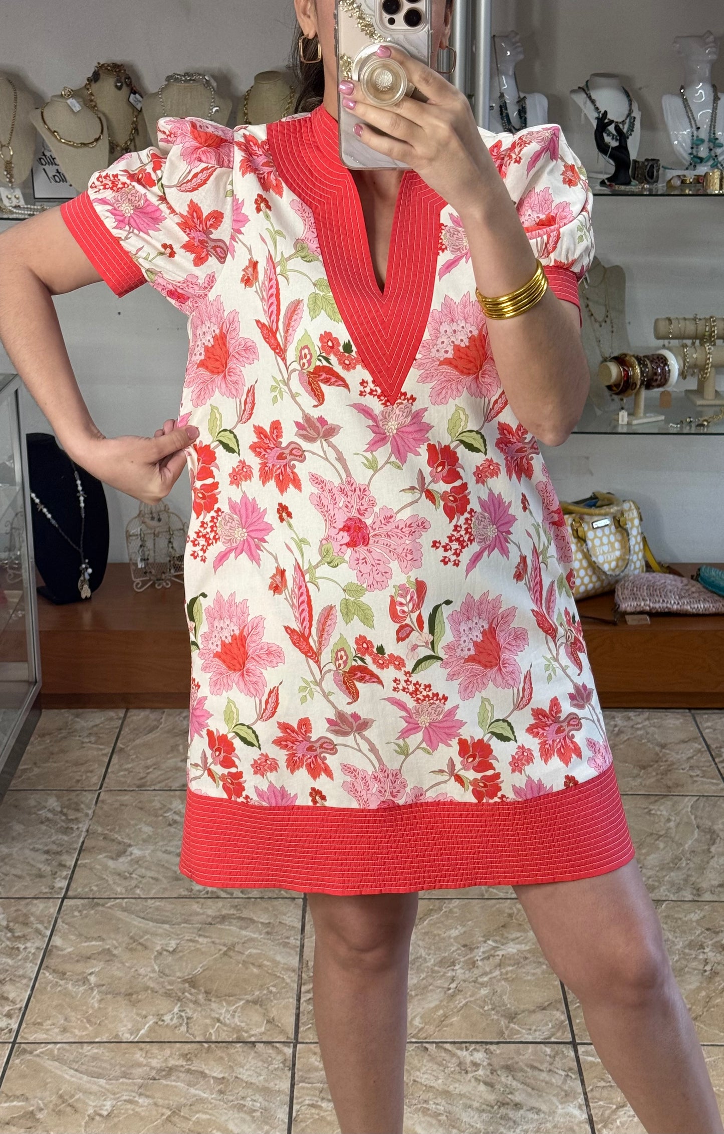 Puff Sleeve Floral Mini Dress