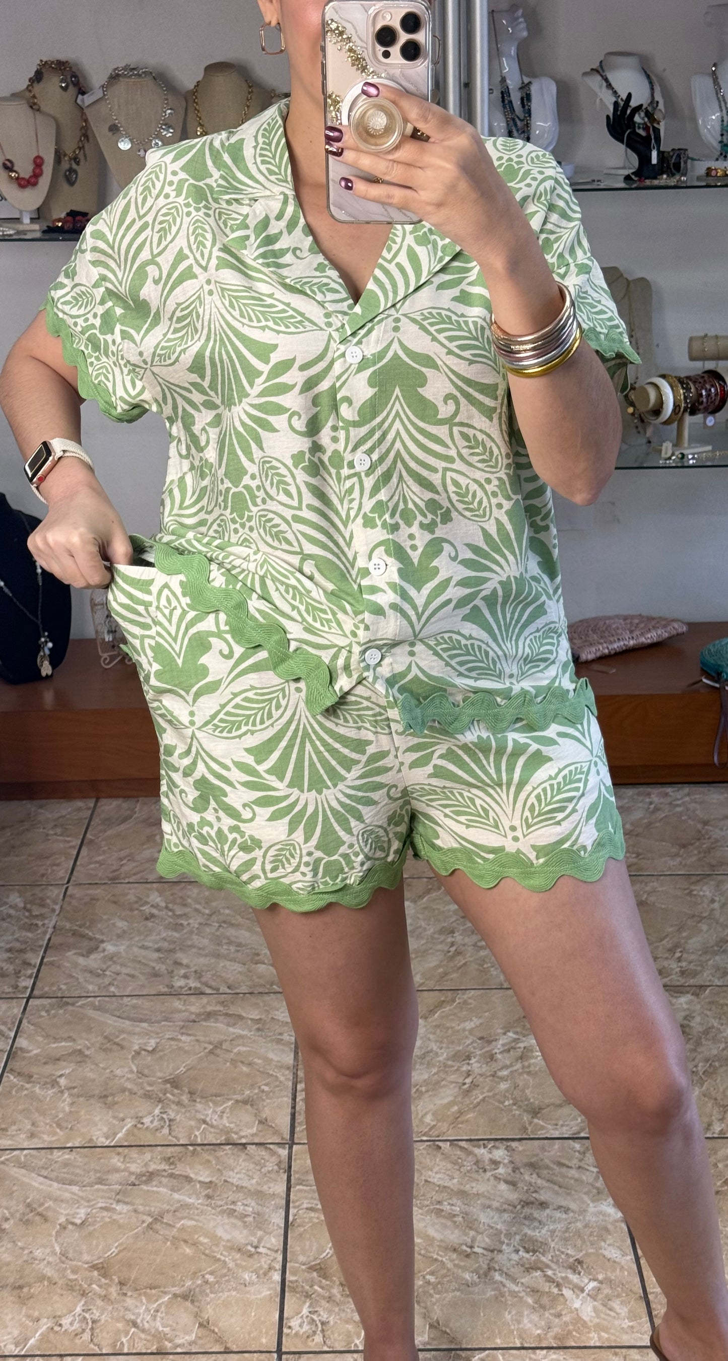 Sage Mix Top and Short Set