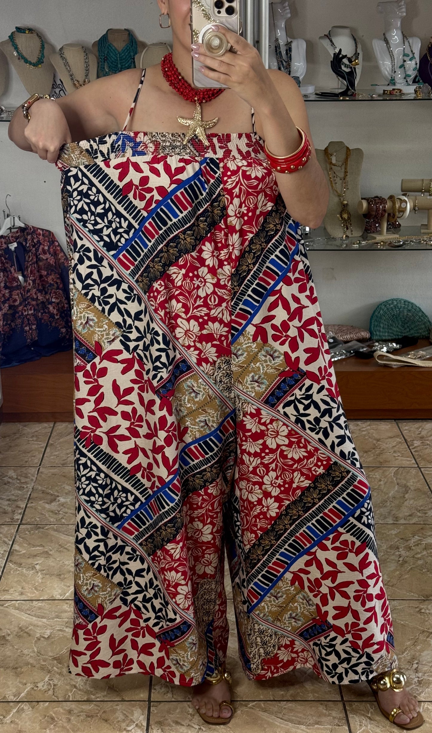Red/Multi Jumpsuit