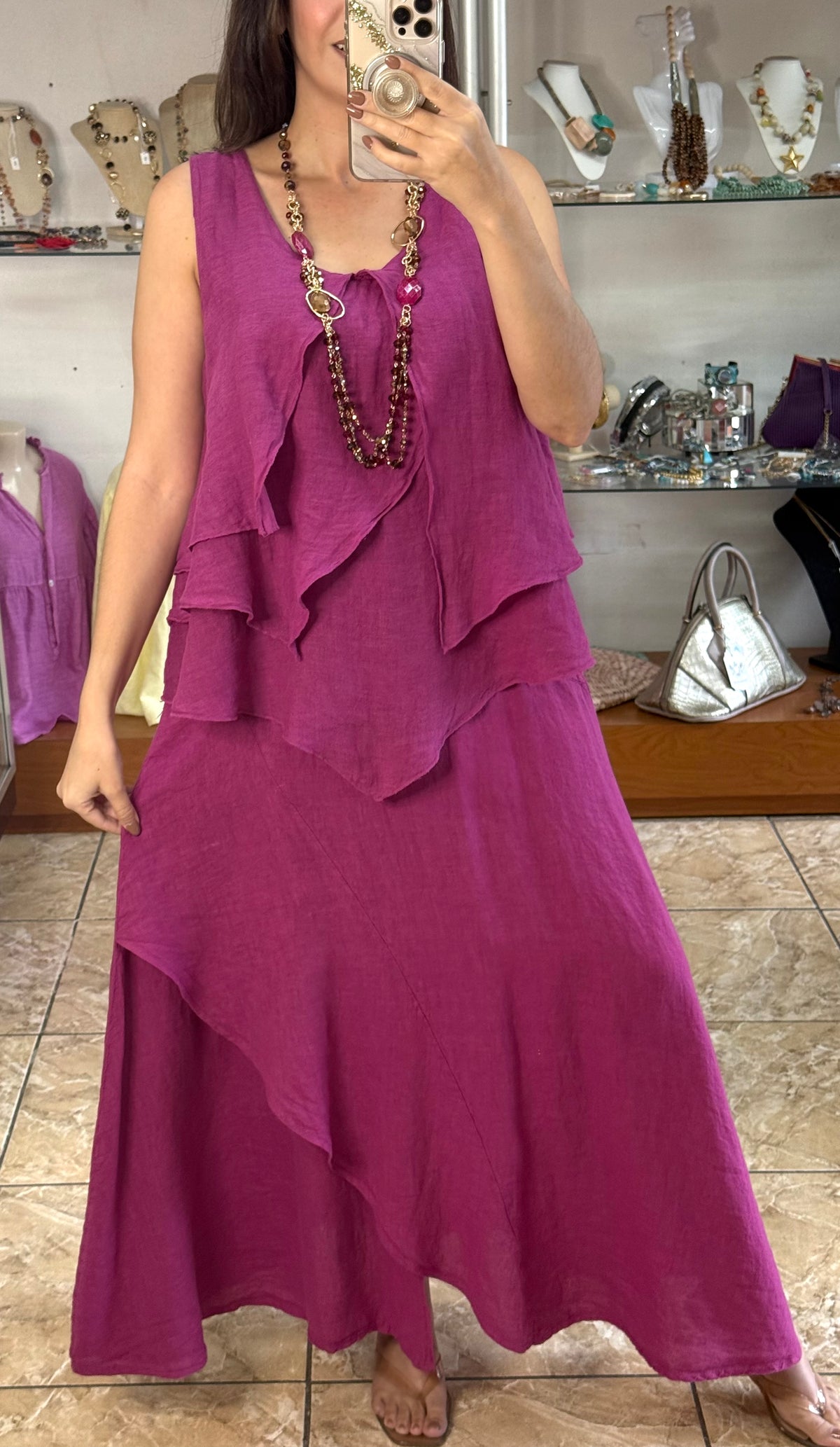 OS Linen Top & Skirt Set (NO RETURNS OR EXCHANGE)
