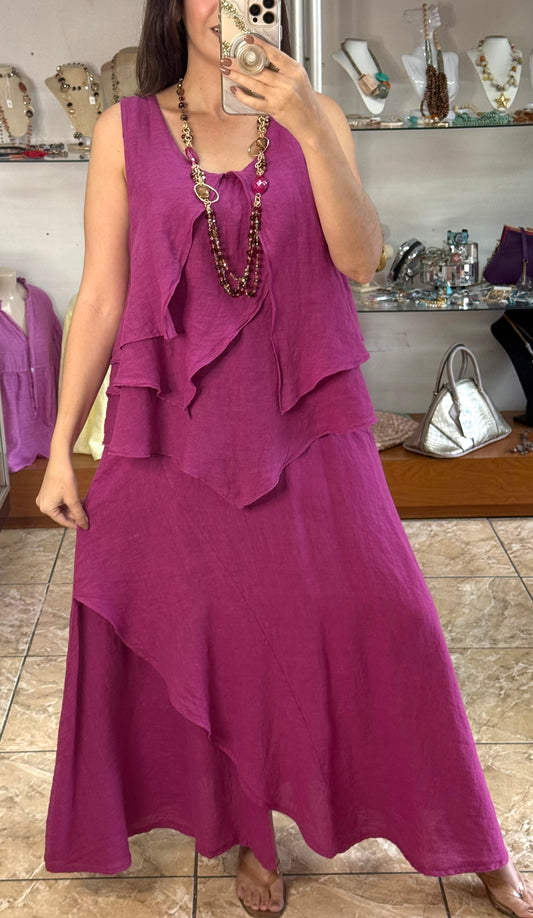 OS Linen Top & Skirt Set (NO RETURNS OR EXCHANGE)