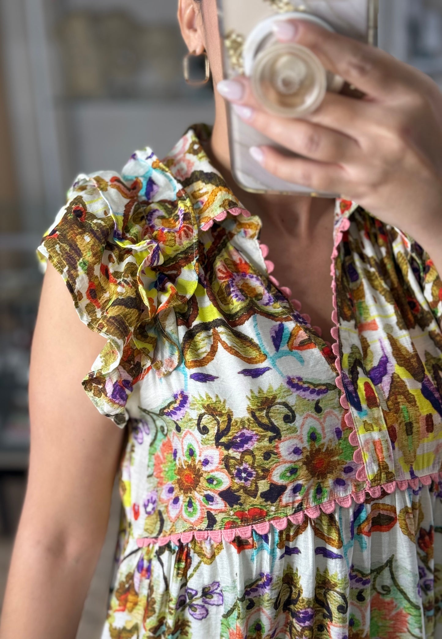 Olive Mix Printed Dress
