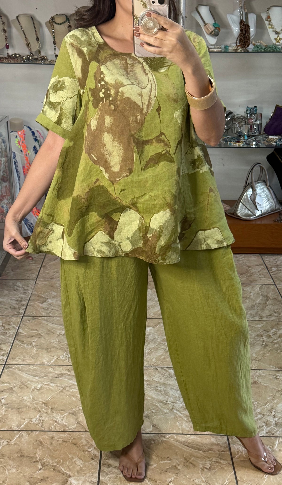 OS Top & Barrel Style Pant Linen Set (NO RETURNS OR EXCHANGE)
