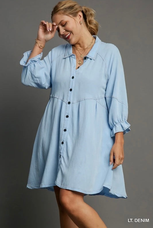 Button Down Long Sleeve Dress