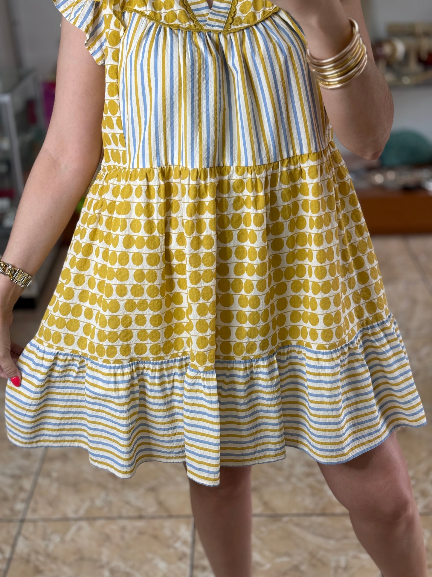 Merigold Mix Flutter Sleeves Dress