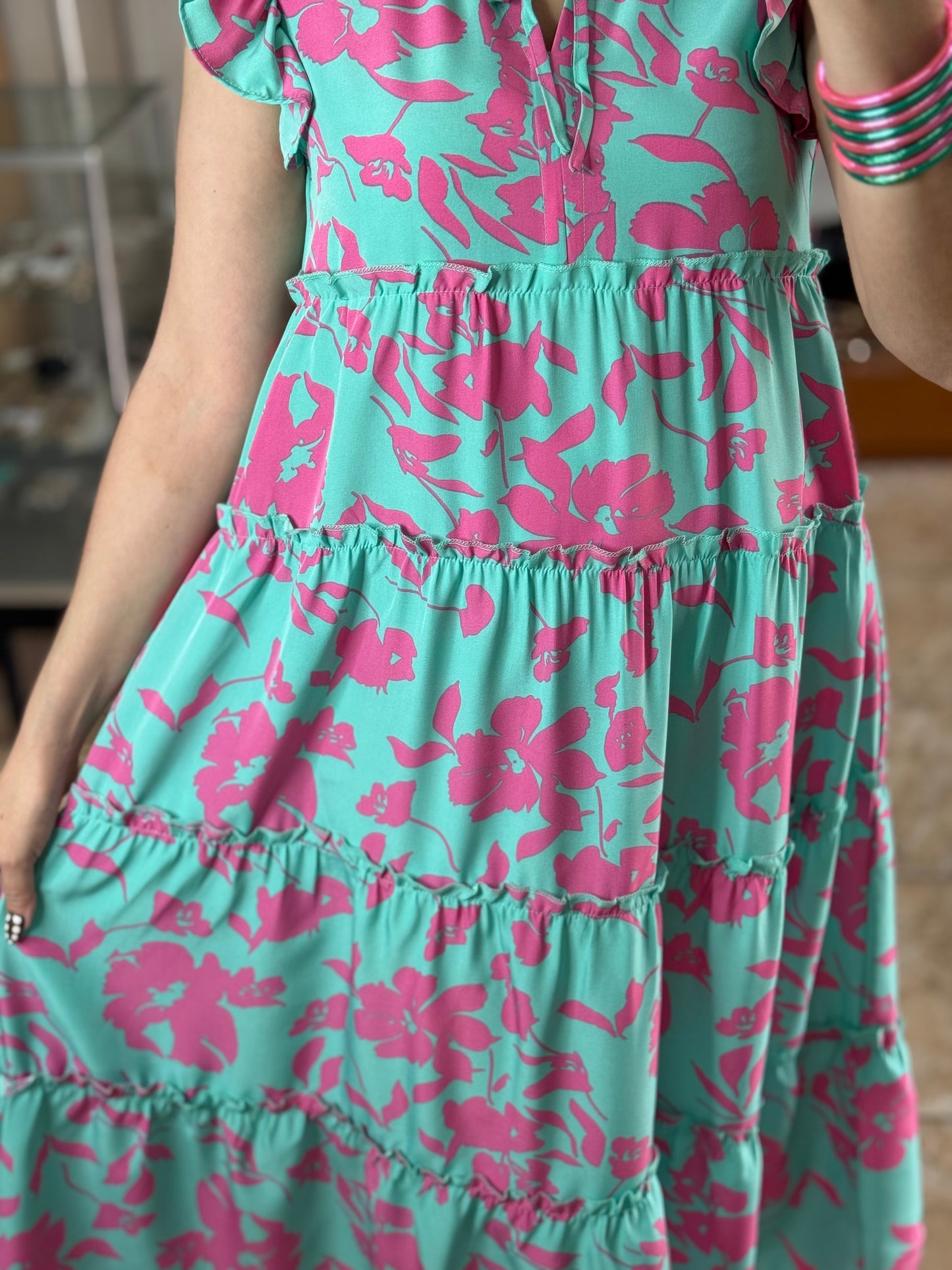 Cotton Candy Mix Floral Midi Dress