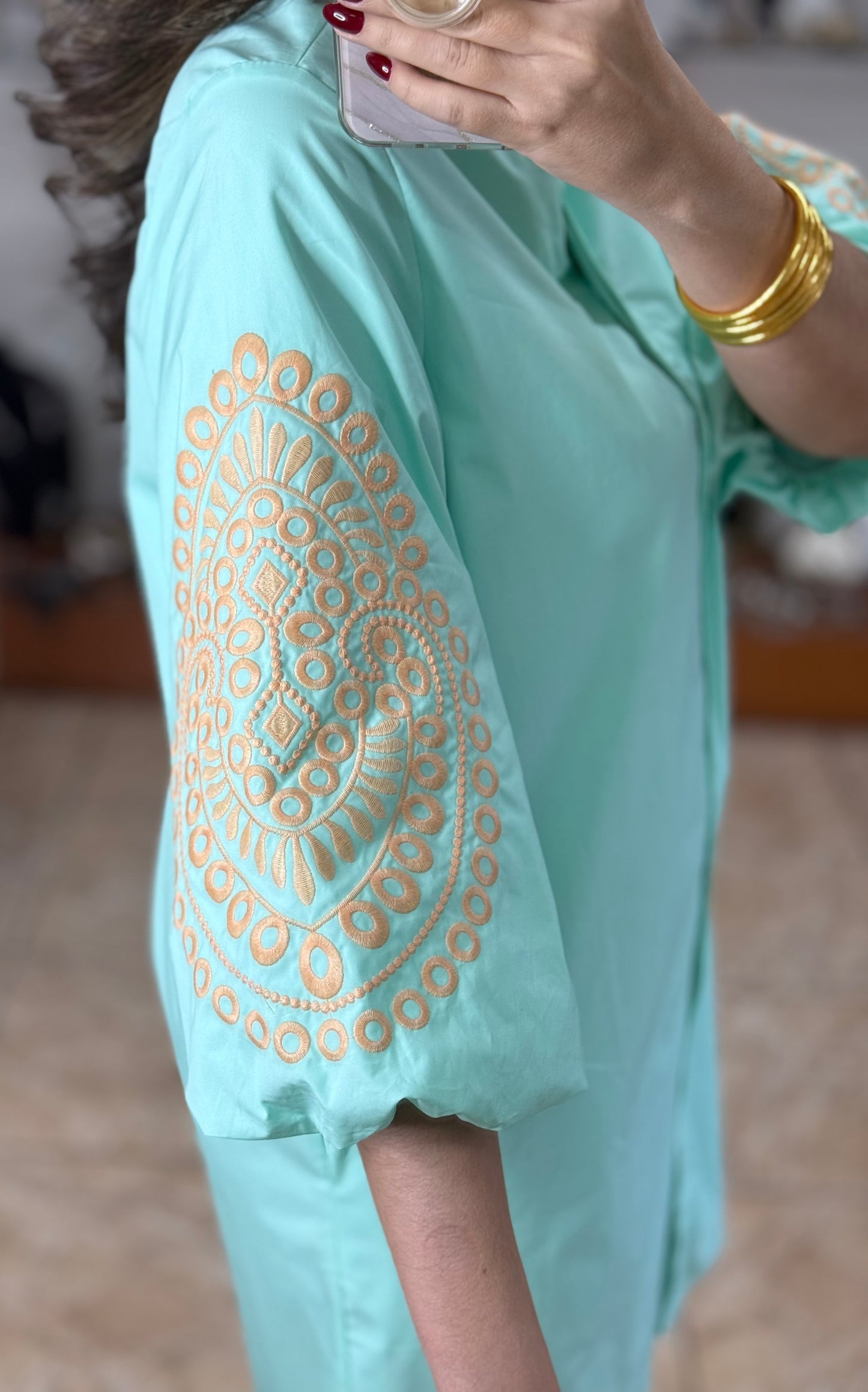 Aqua Button Down Dress