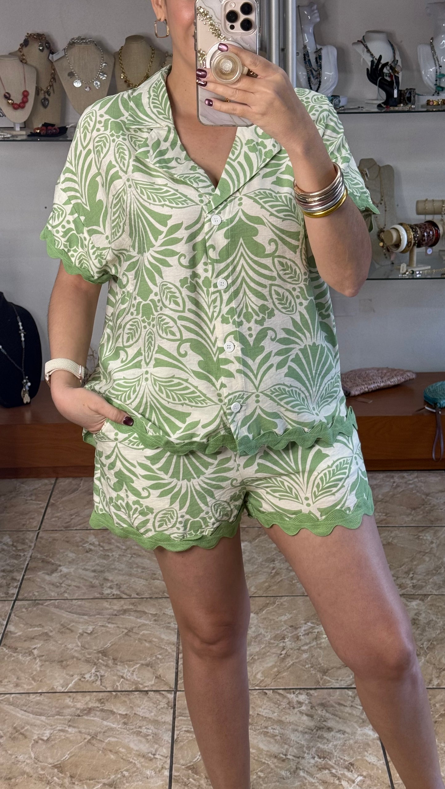 Sage Mix Top and Short Set