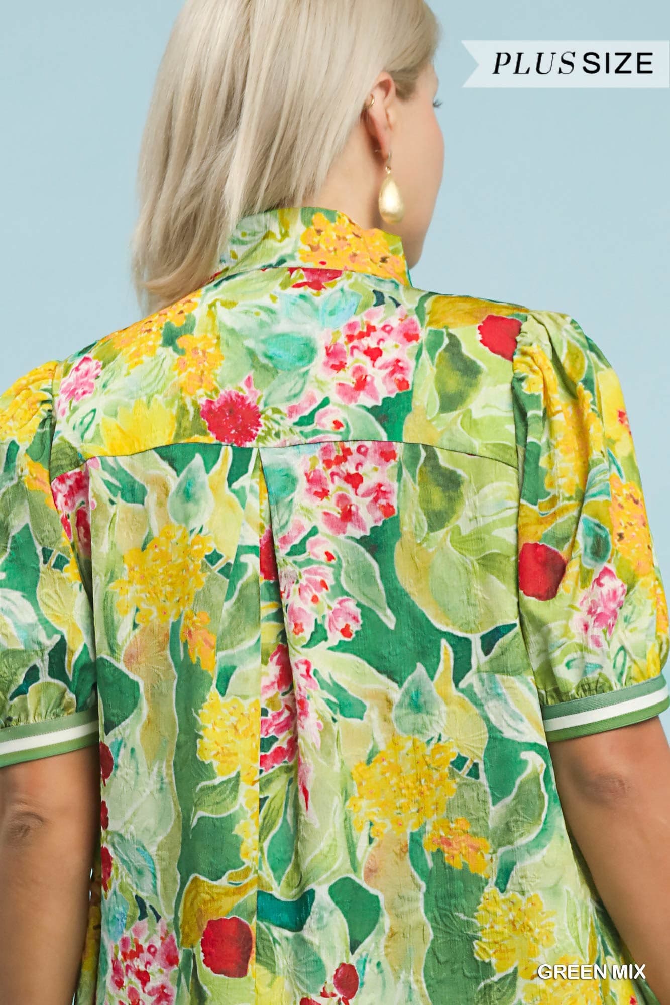 Green Mix Floral Dress (PLUS)
