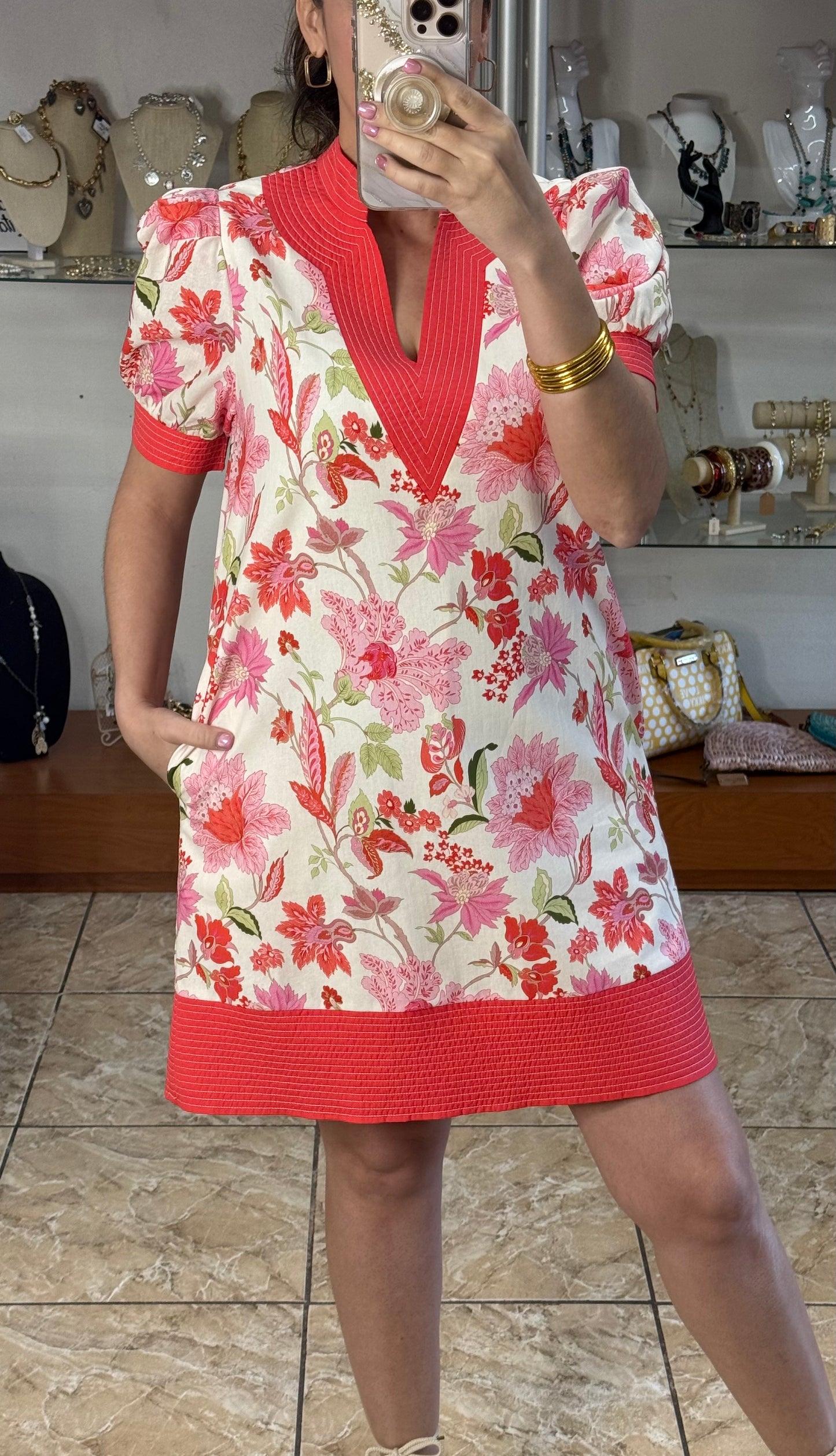 Puff Sleeve Floral Mini Dress