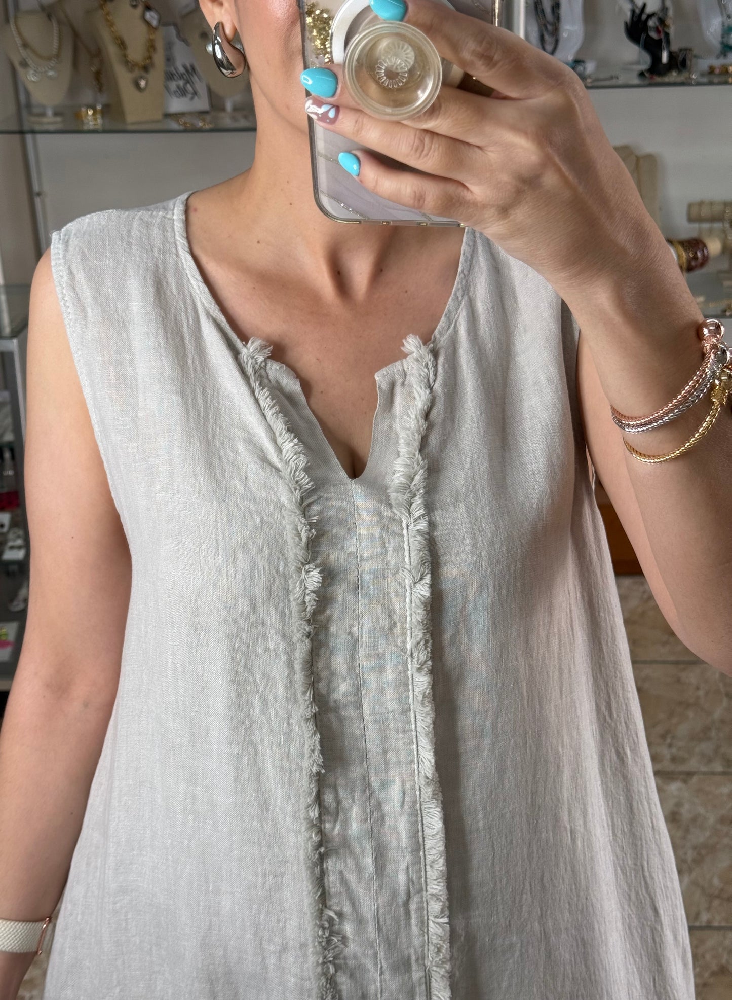 Sleeveless OS Linen Maxi Dress (FINAL SALE)