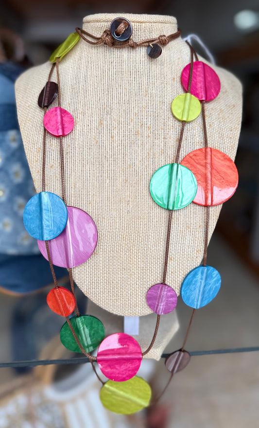 Long Multicolor Circles Necklace (NO RETURNS OR EXCHANGE)