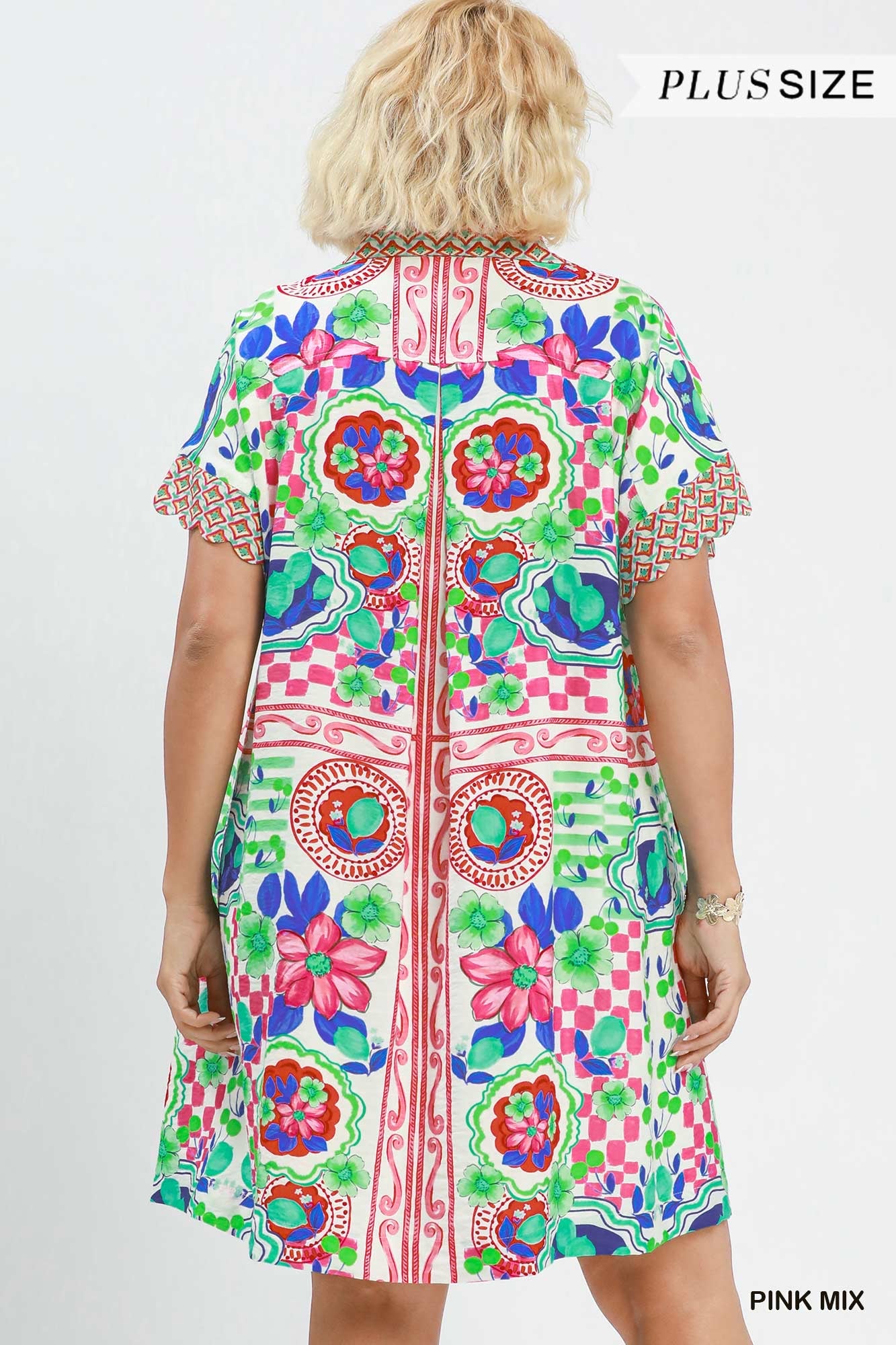 Pink Mix Mediterranean Print Dress (PLUS)