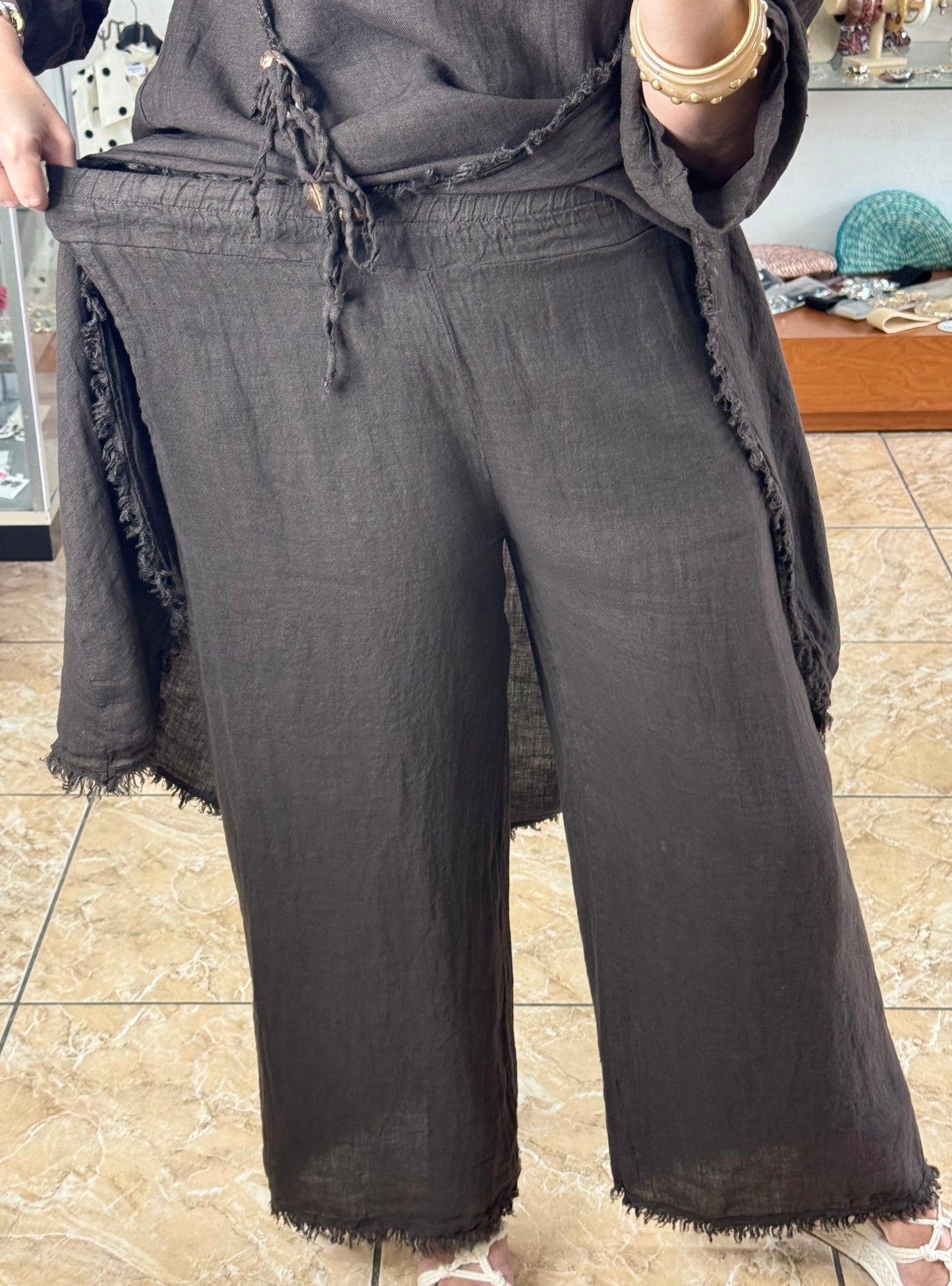 Asymmetrical Linen OS Top and Pant Set (NO RETURNS OR EXCHANGE)