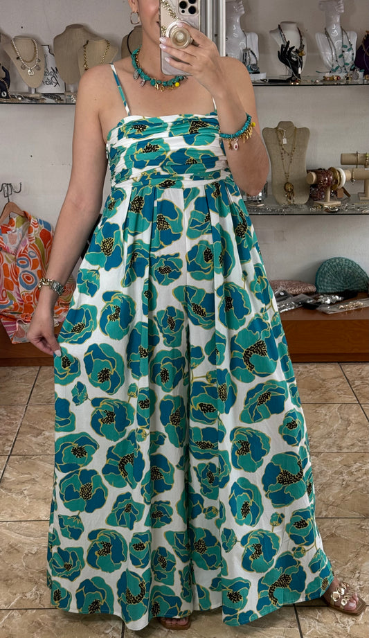 Green Flowers Jumpsuit