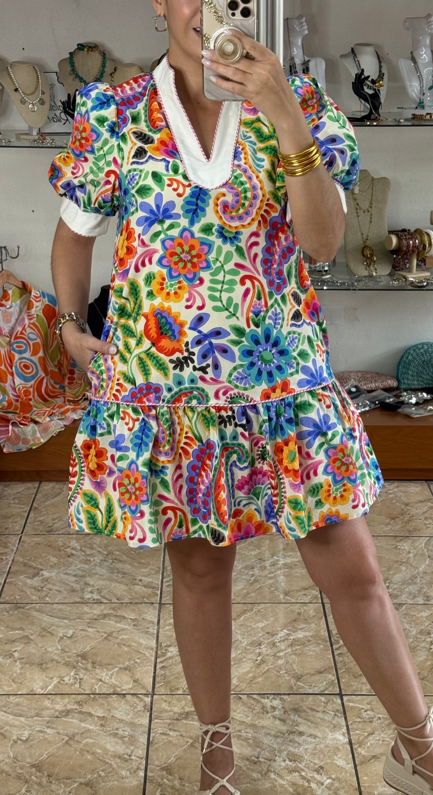 Vibrant Flowers Mini Dress