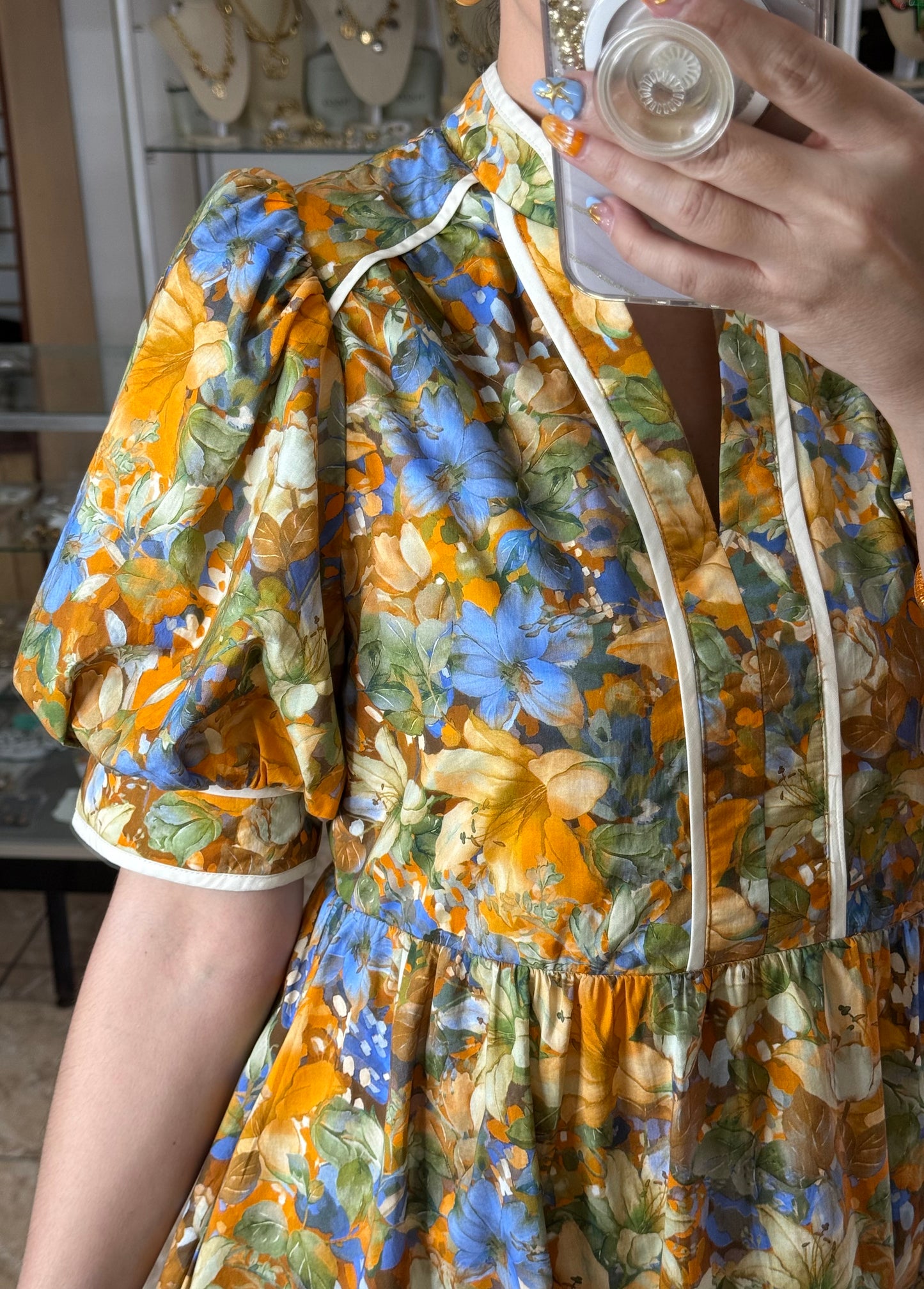 Floral Puff Sleeve Mini Doll Dress