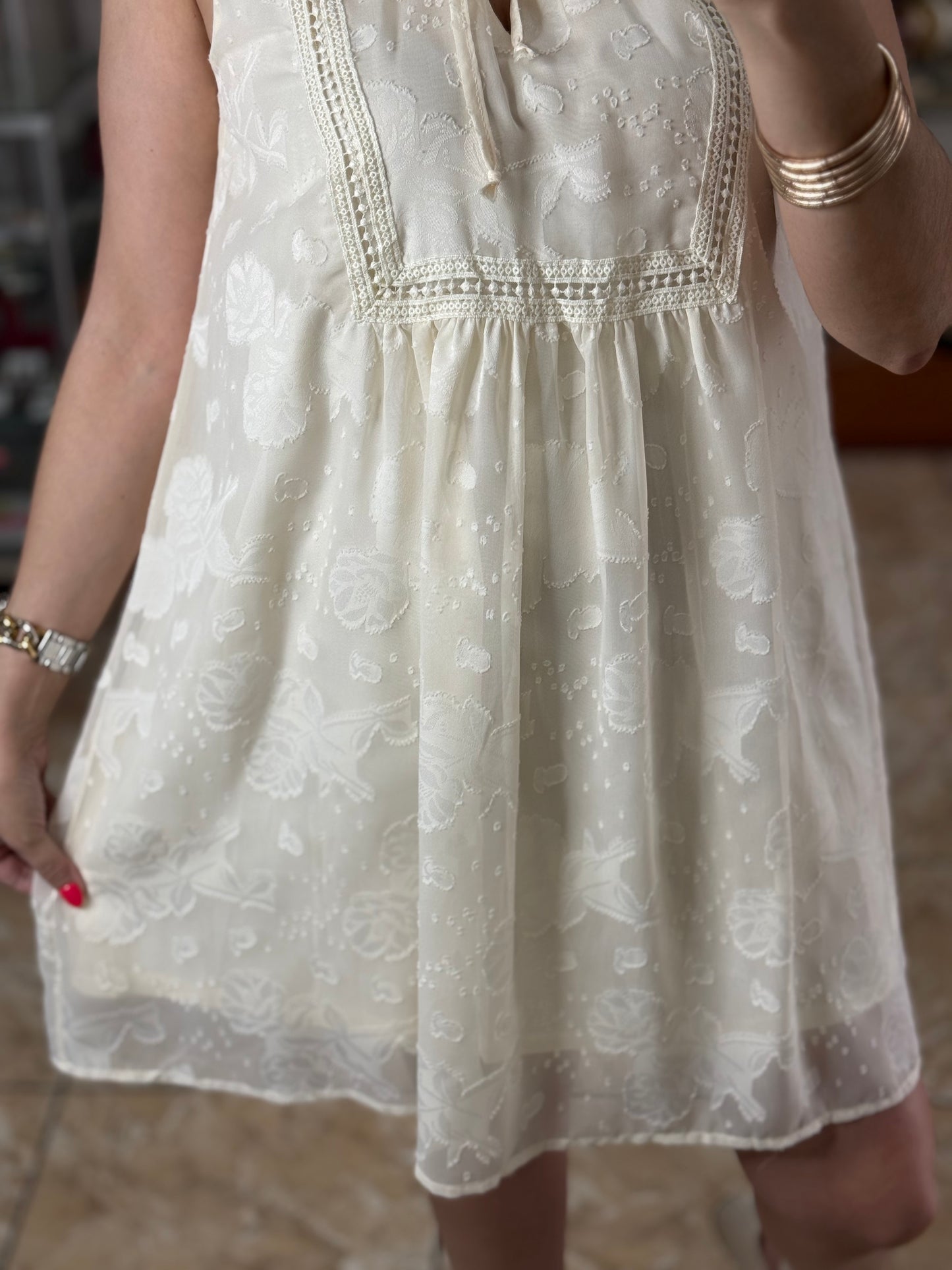 Sleeveless Cream Mini Dress