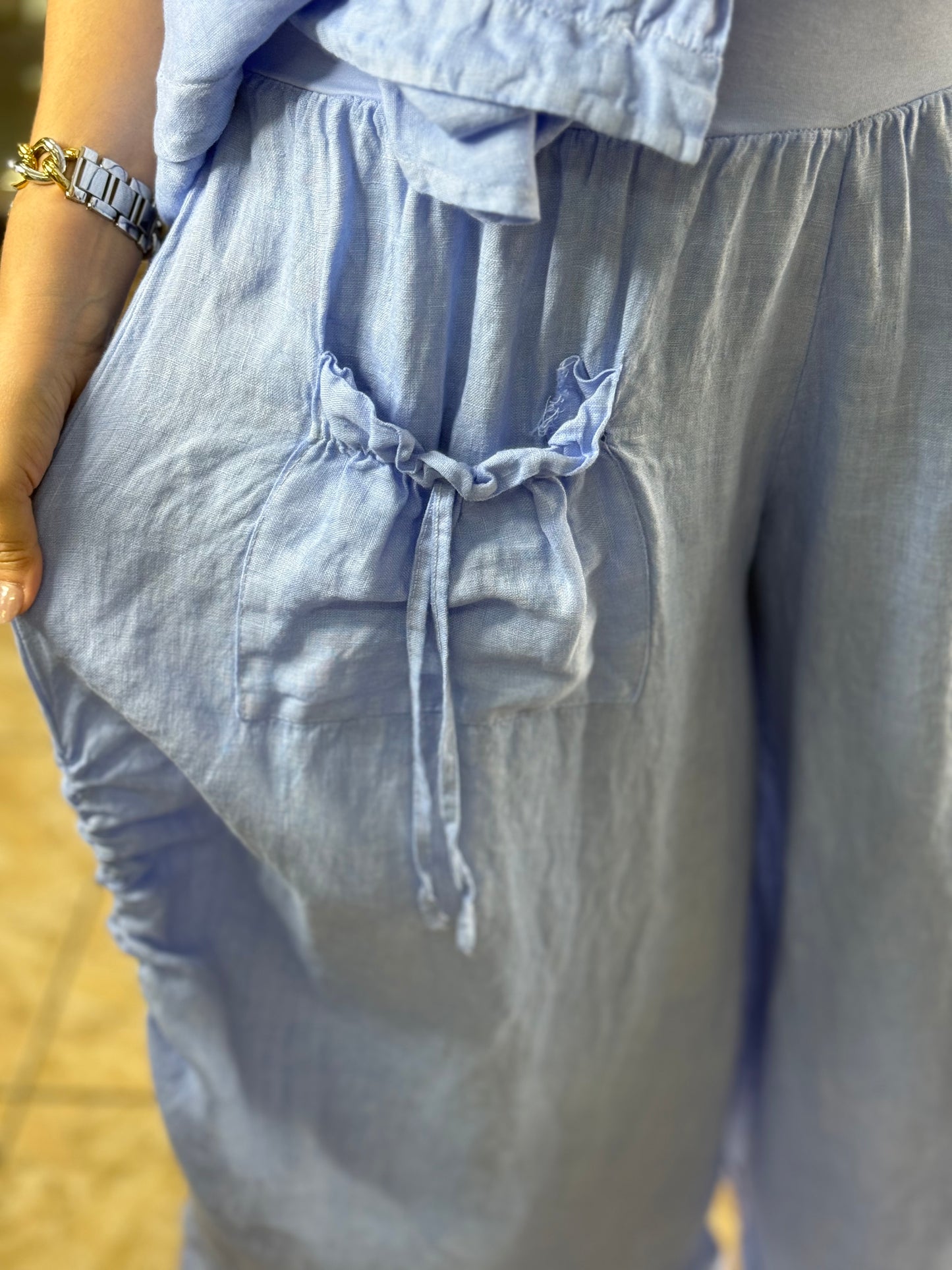 OS Linen Ruffle Pant Set (NO RETURNS OR EXCHANGE)