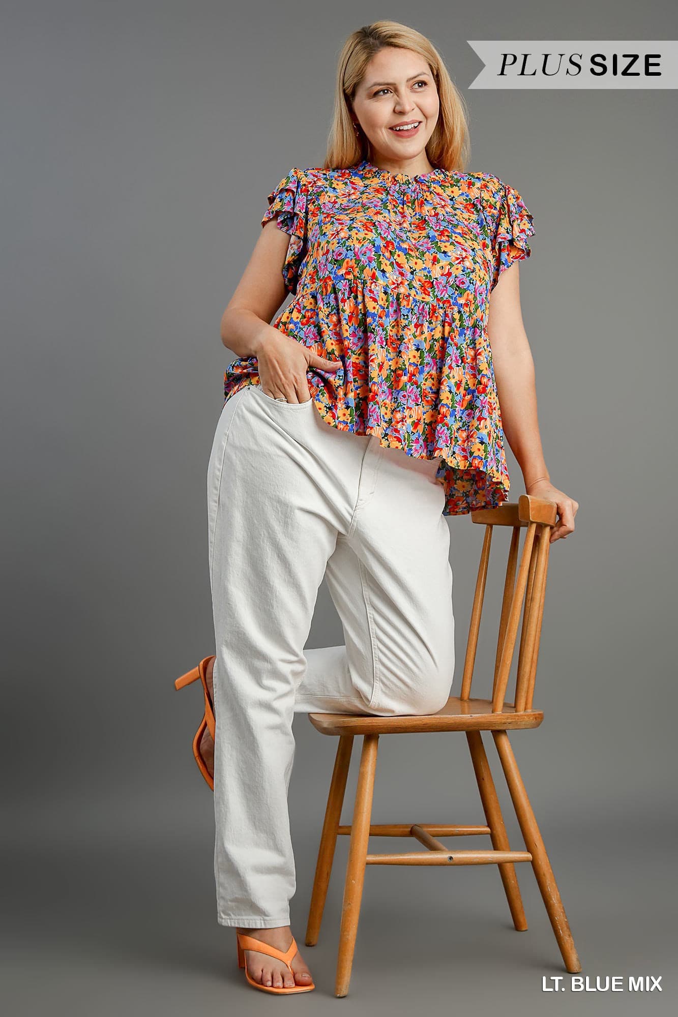 Floral Print Layered Top (PLUS)