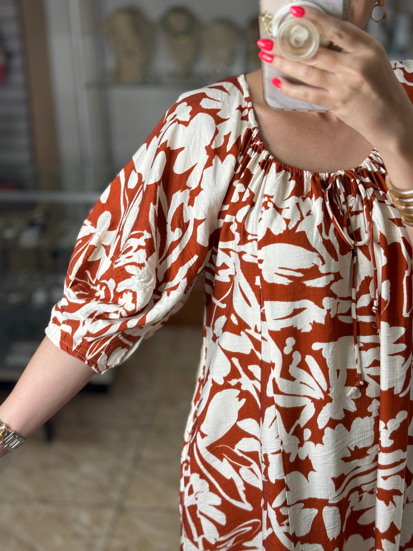 Two Tone Rust Mix Dress