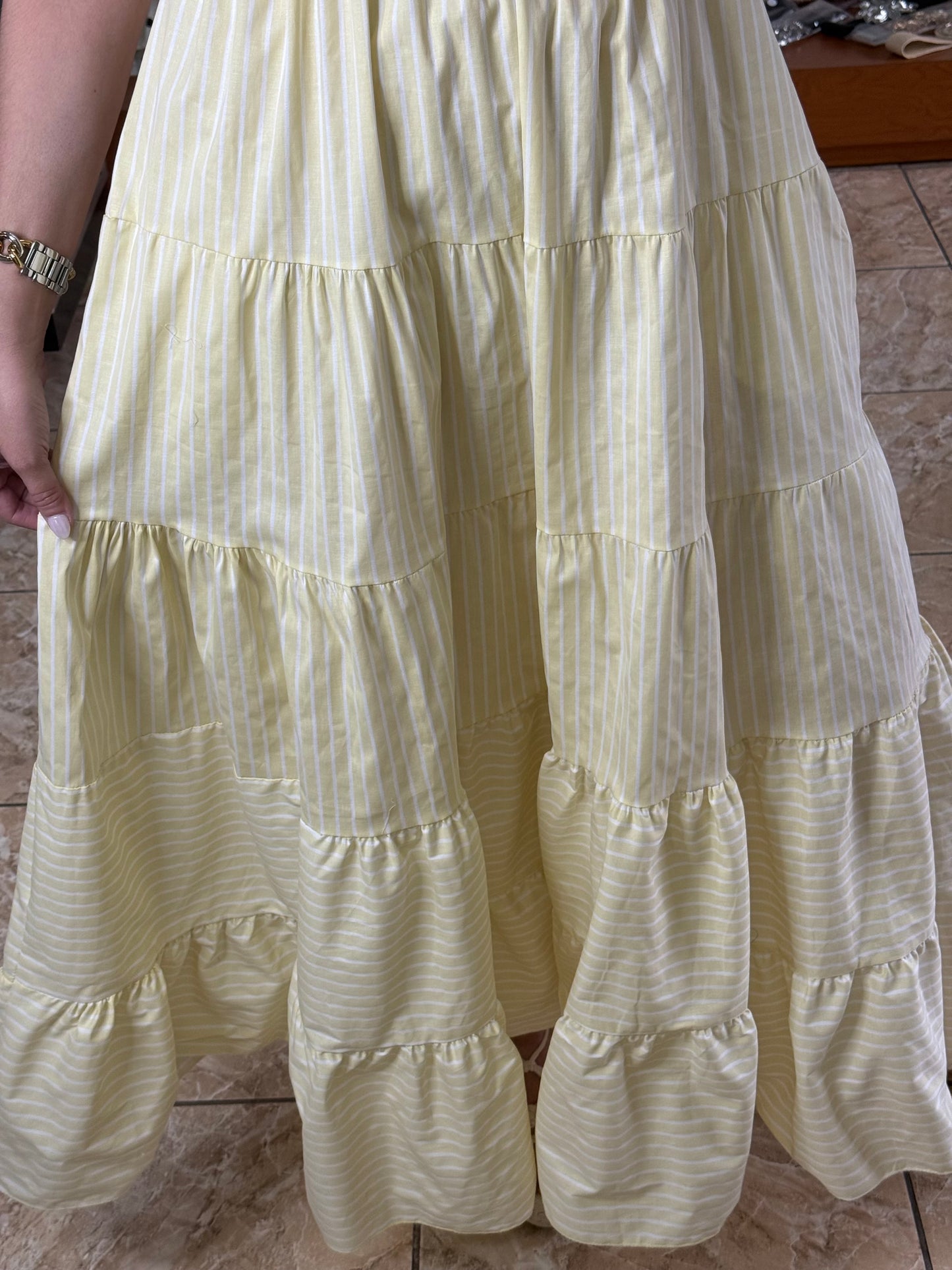 Puff Sleeves Striped OS Maxi Dress (NO RETURNS OR EXCHANGE)