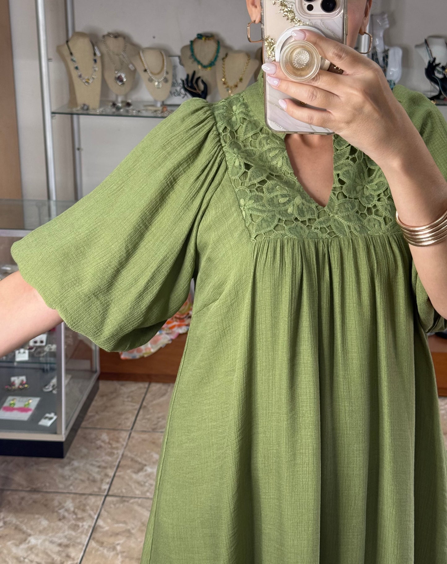 Olive Babydoll Dress
