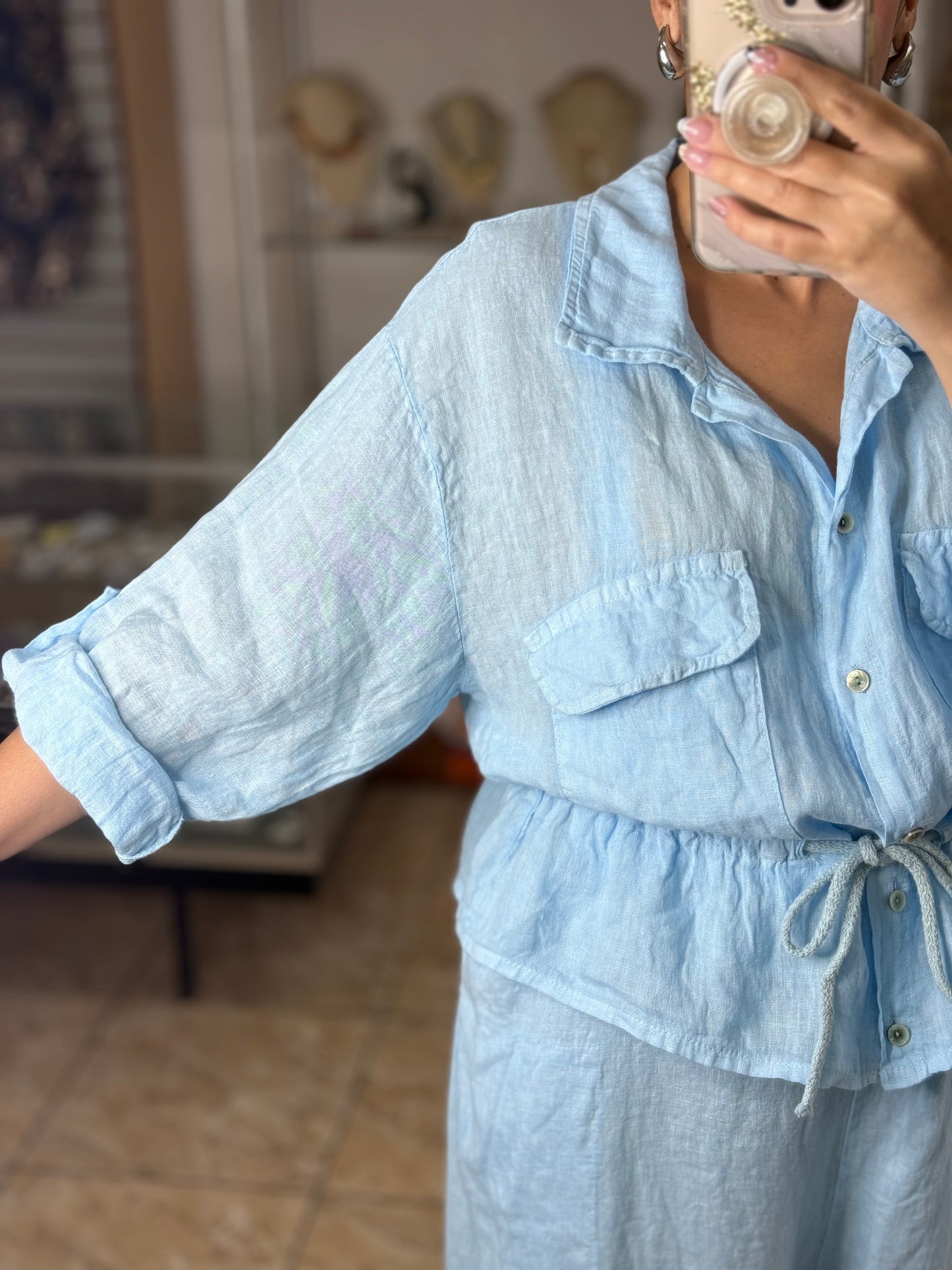 OS Linen Top & Jumpsuit Set (NO RETURNS OR EXCHANGE)