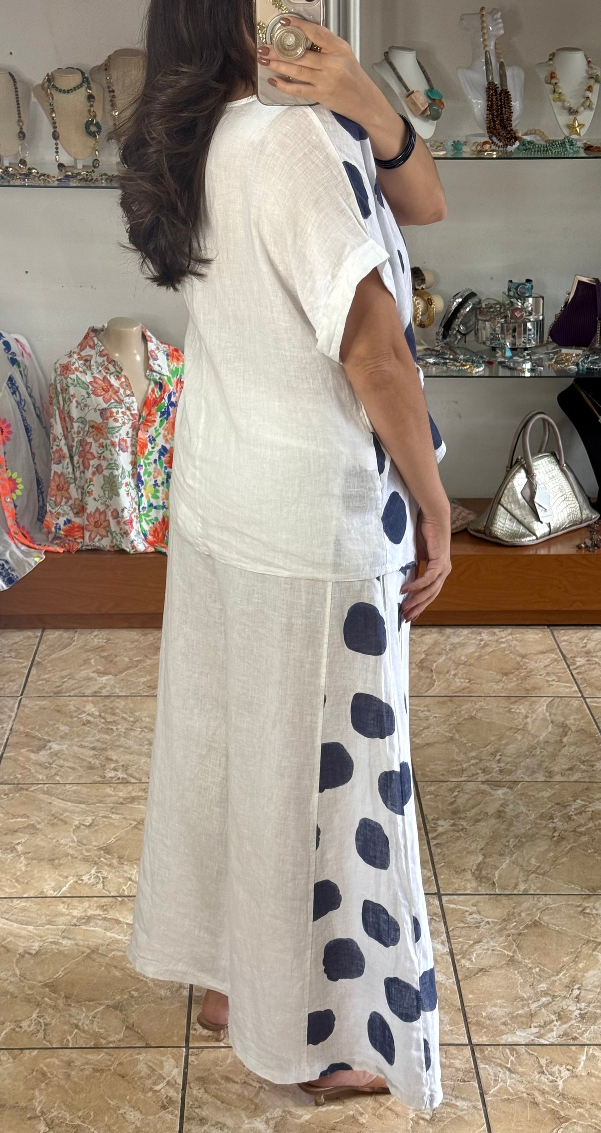 OS Polkadots Linen Set (NO RETURNS OR EXCHANGE)