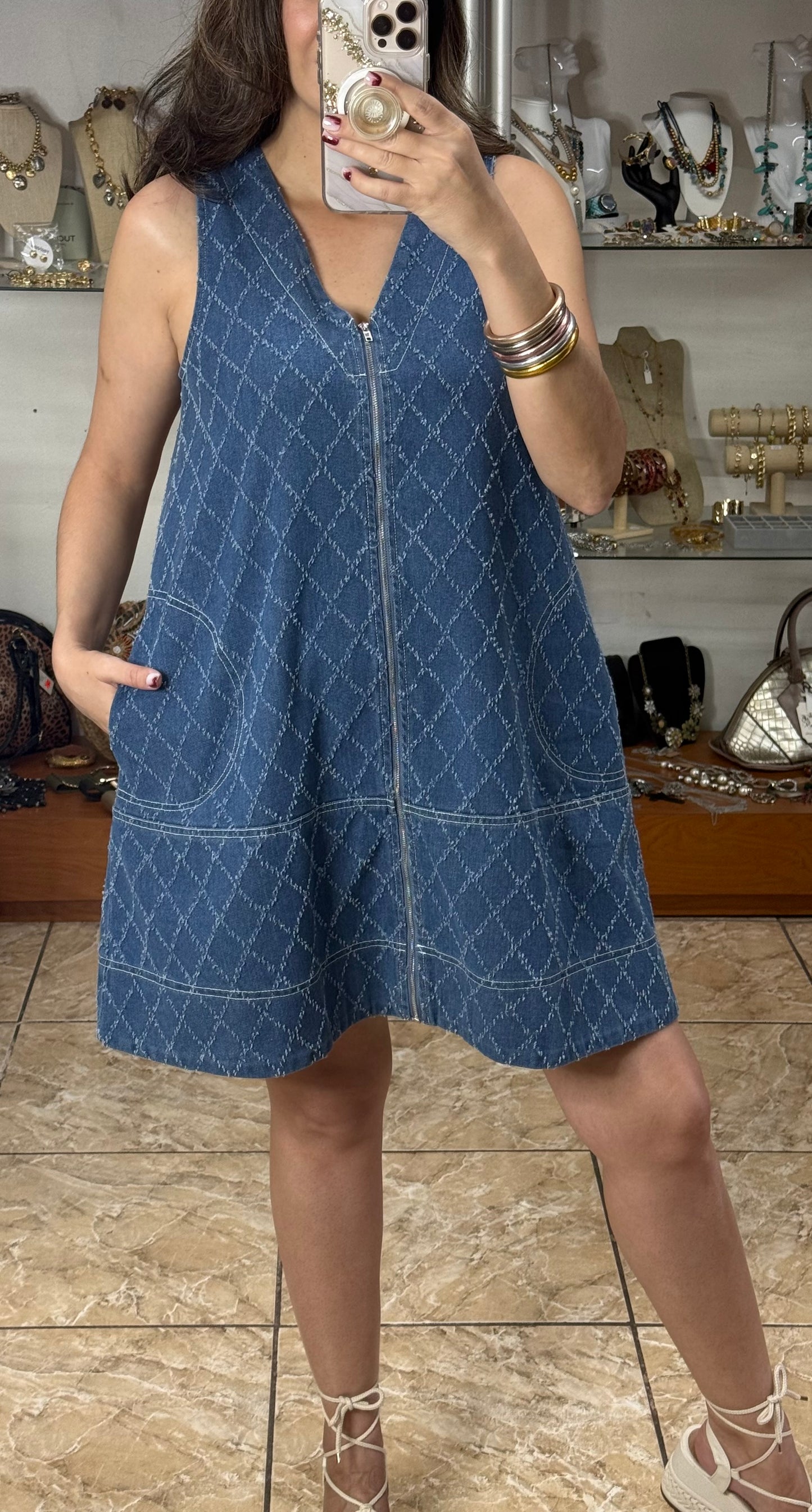 Sleeveless Denim Mini Dress