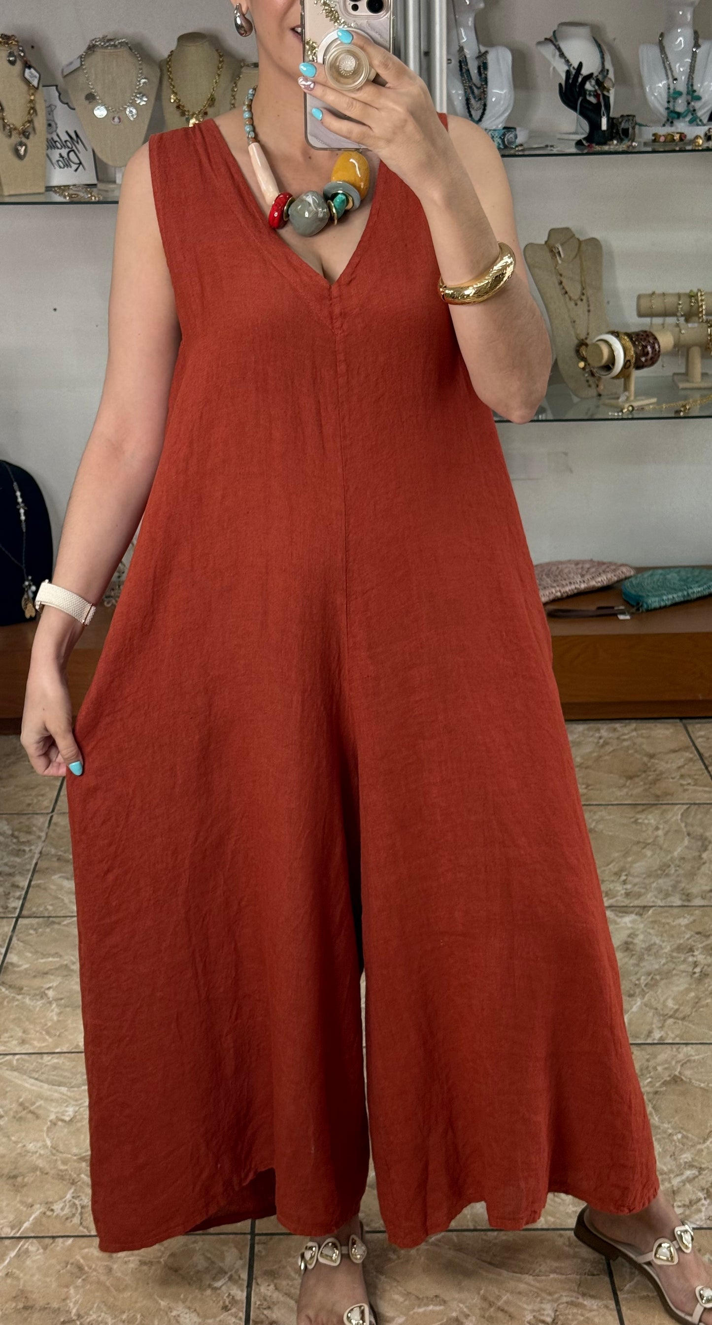 Sleeveless OS Linen Jumpsuit (FINAL SALE)