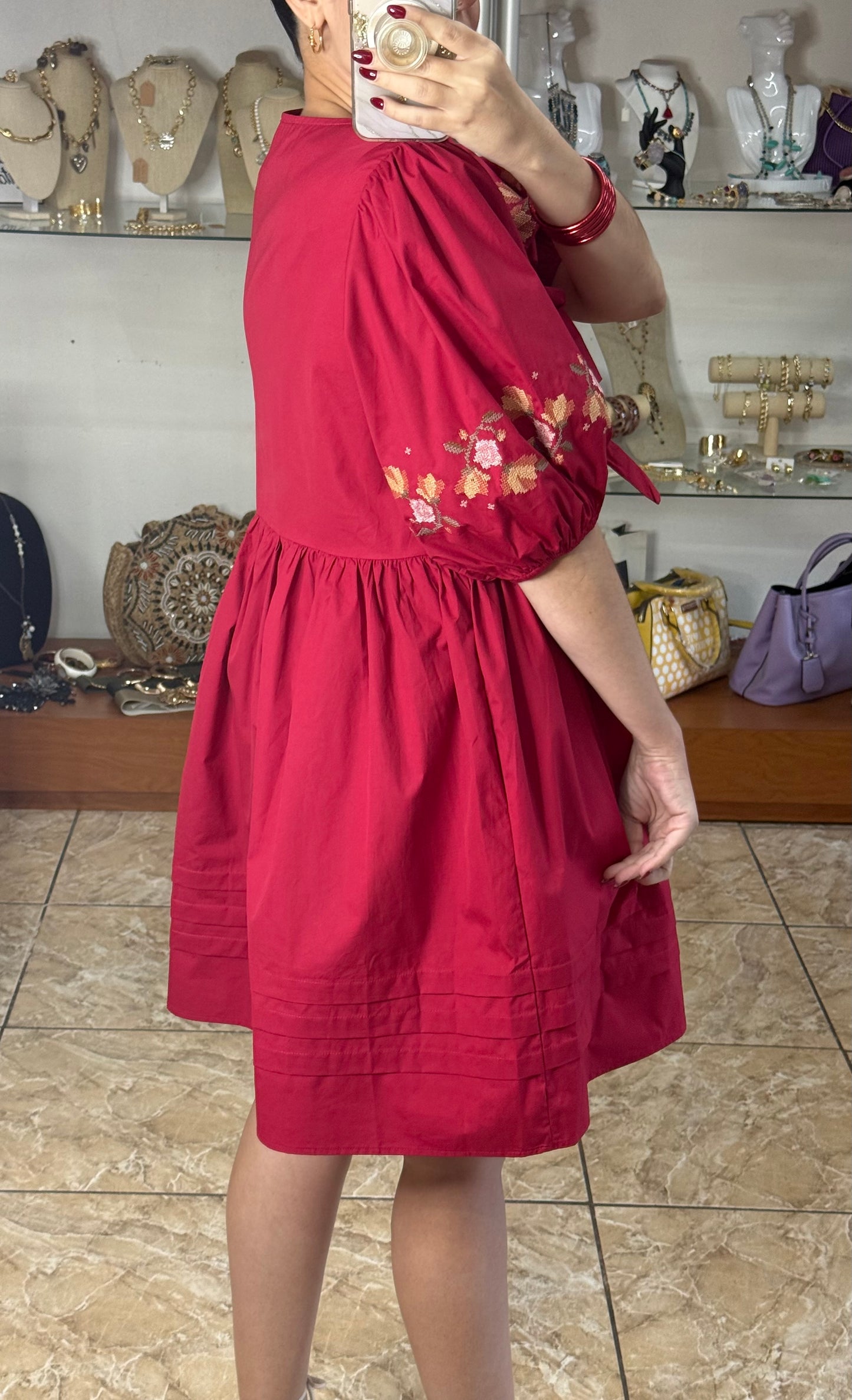 Red Floral Doll Dress