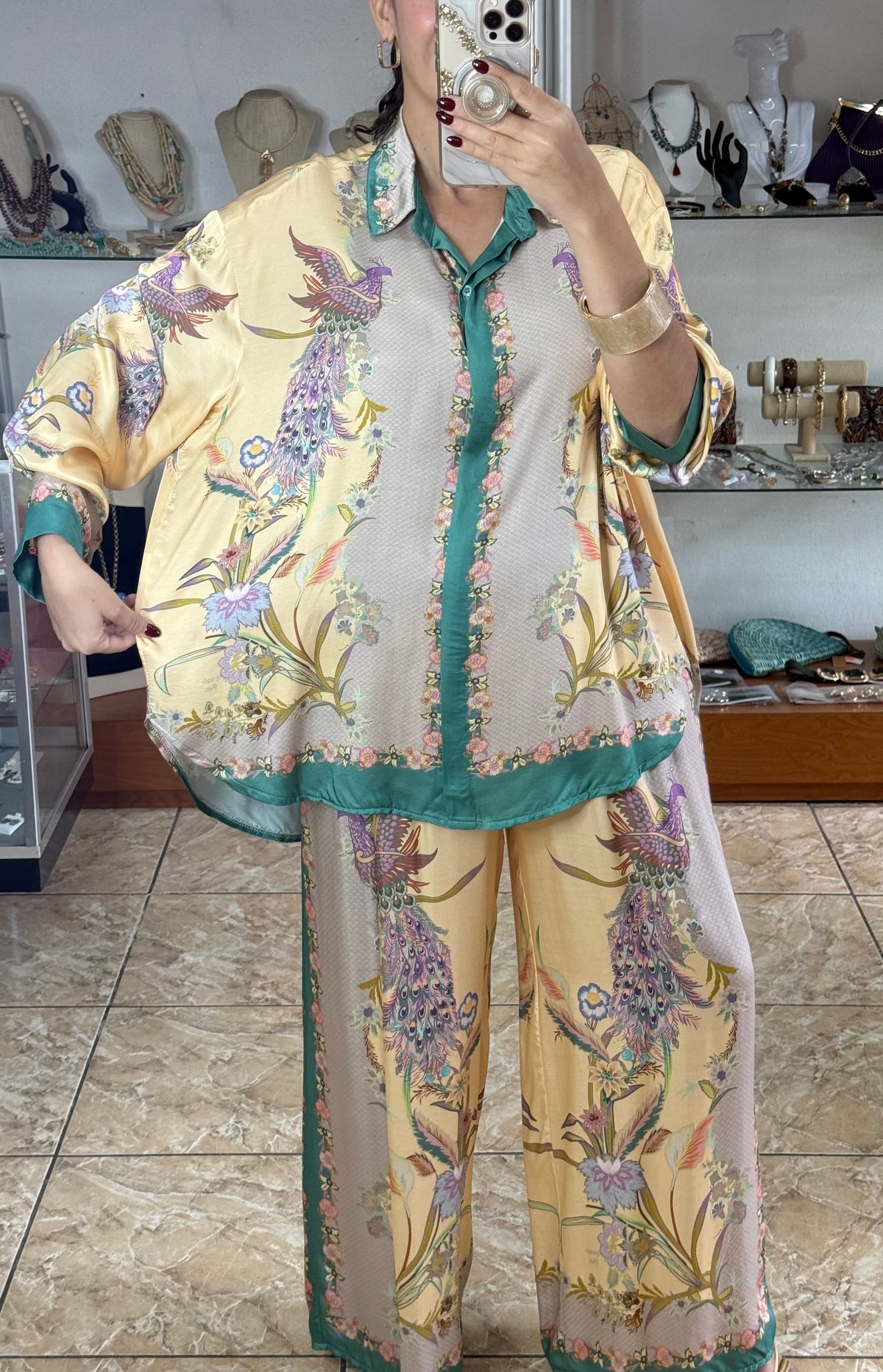 Birds & Flowers OS Satin Set (NO RETURNS OR EXCHANGE)
