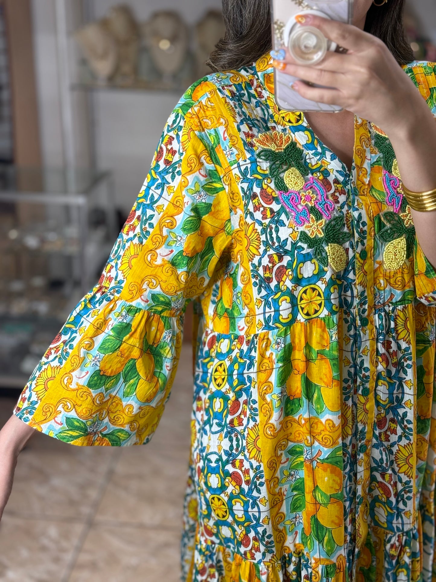 Yellow Lemons OS Maxi Dress (FINAL SALE)