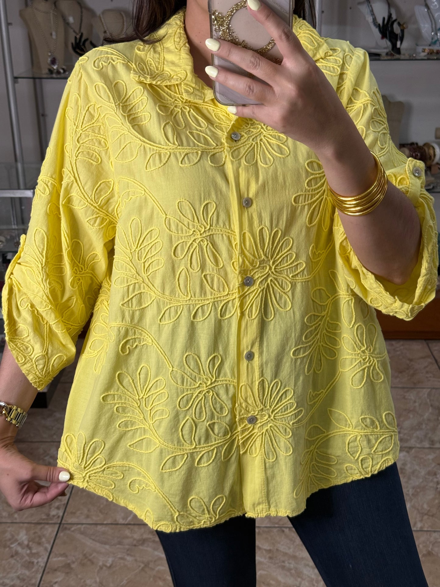 OS Embroidered Tunic Top (NO RETURNS OR EXCHANGE)