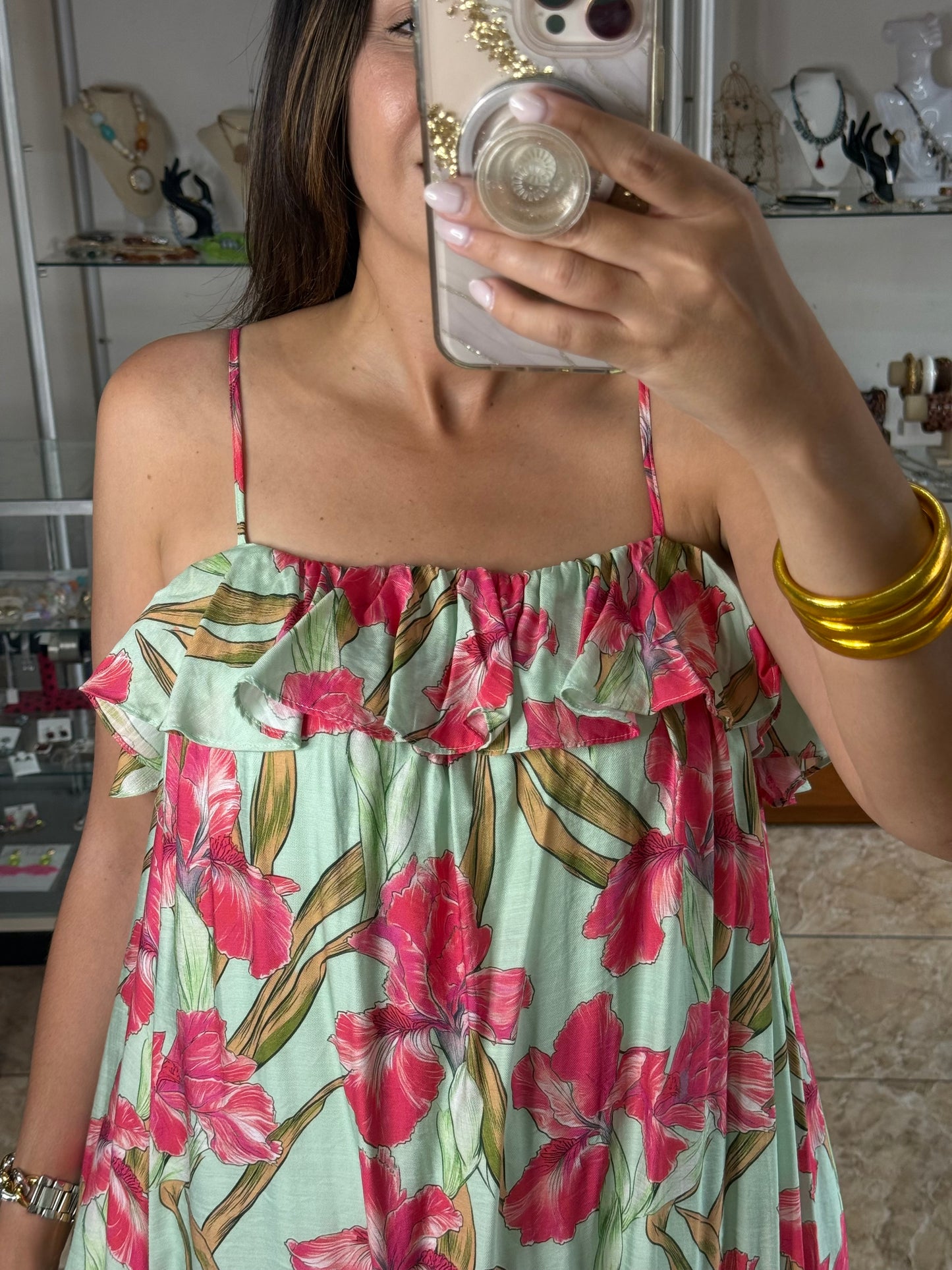 Mint Floral Maxi Dress