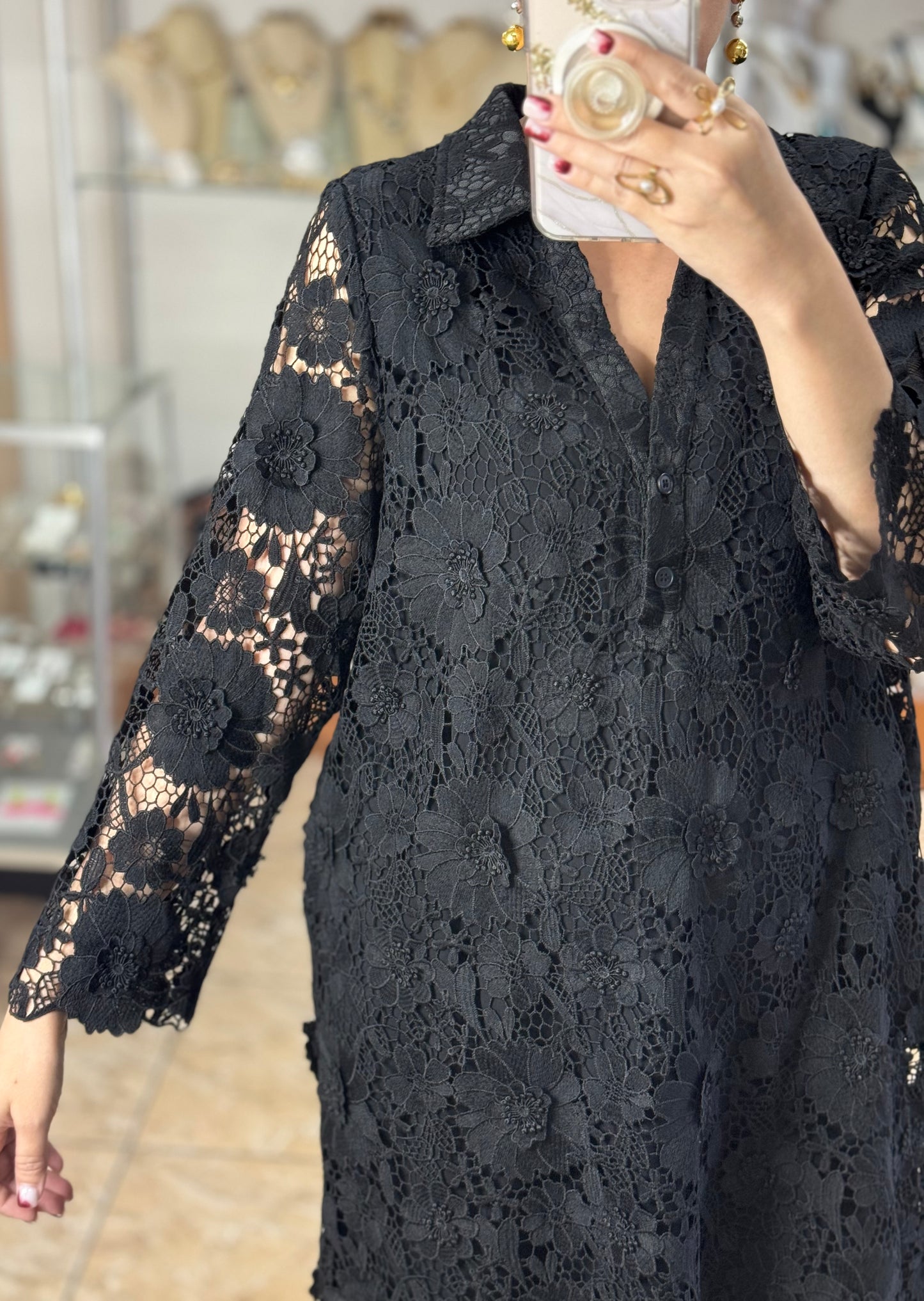 Floral Appliqué OS Midi Dress (FINAL SALE)