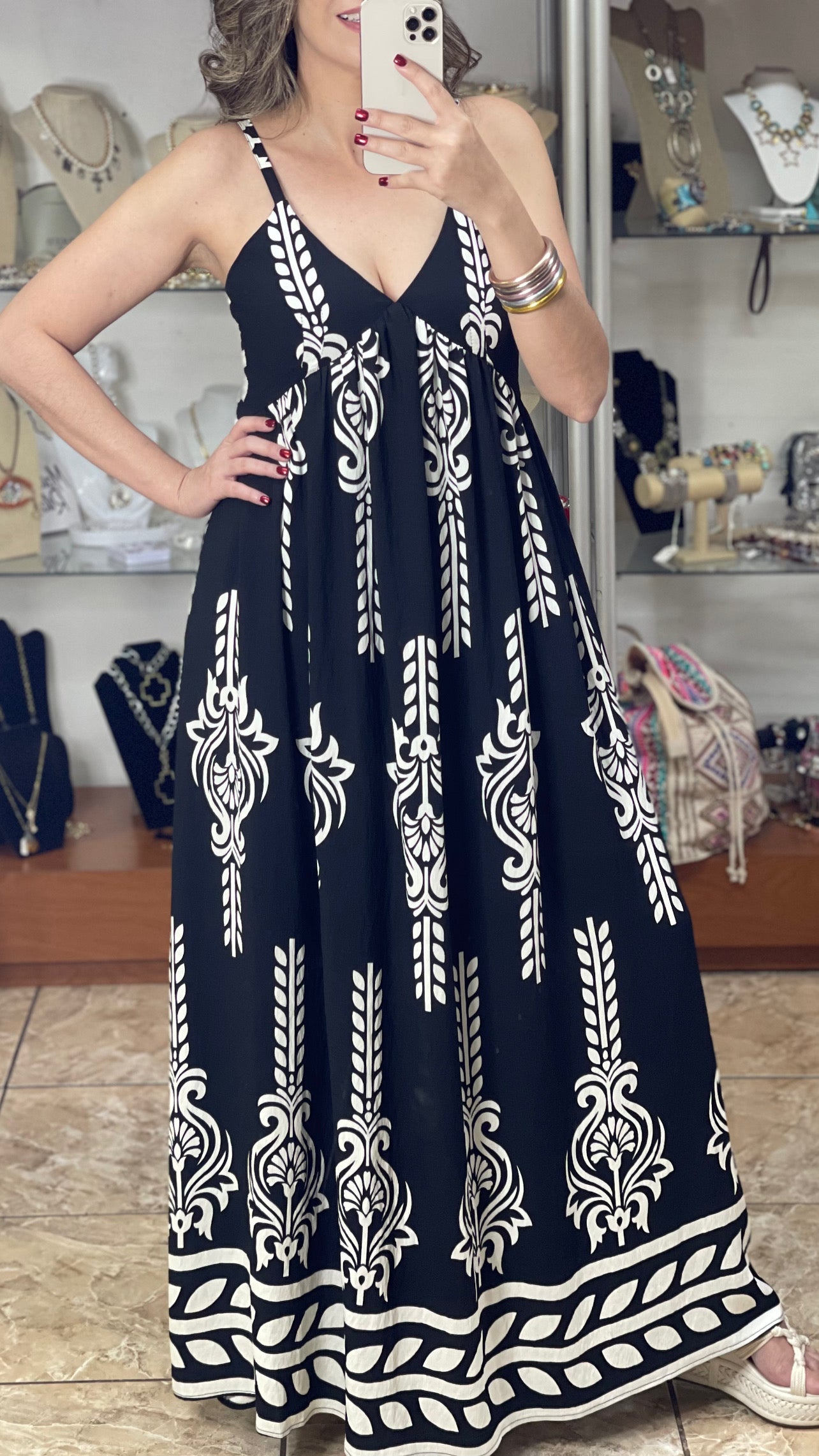 Boarder Print Sleeveless Maxi Dress