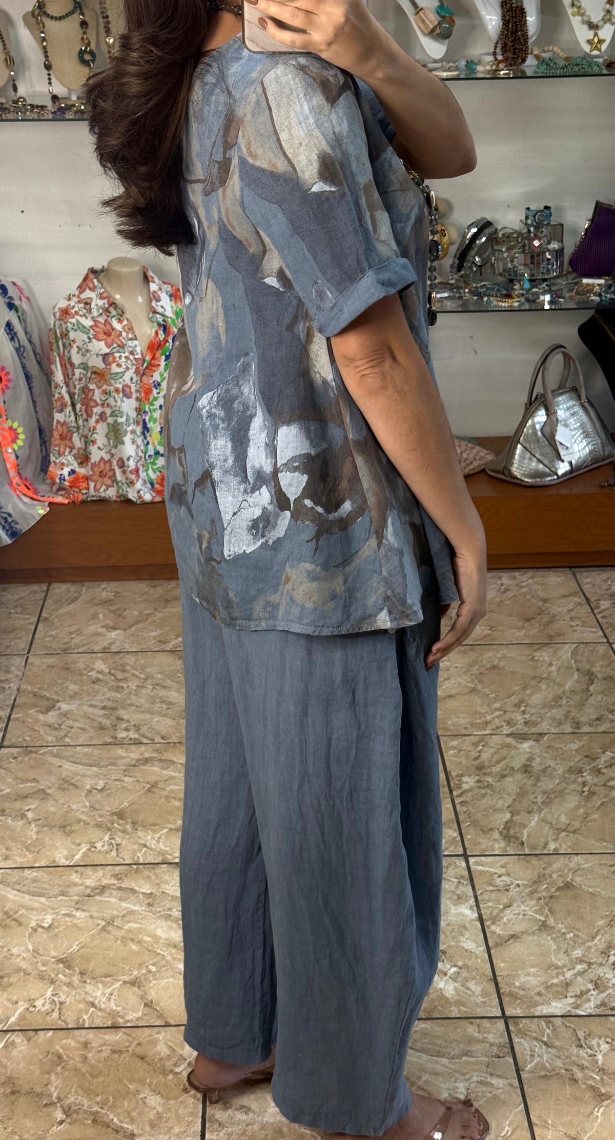 OS Top & Barrel Style Pant Linen Set (NO RETURNS OR EXCHANGE)