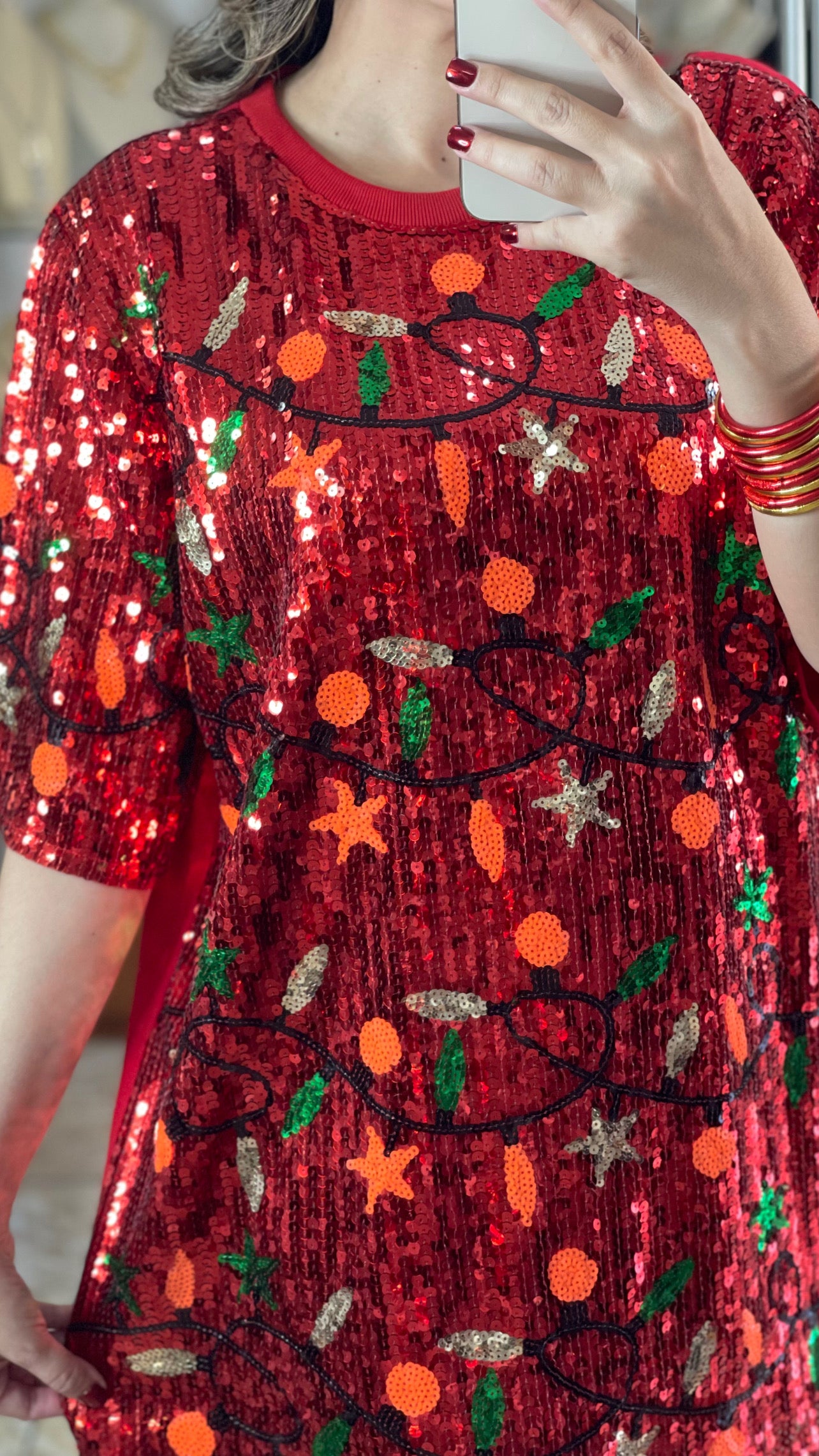 Christmas Lights OS T-Shirt Dress