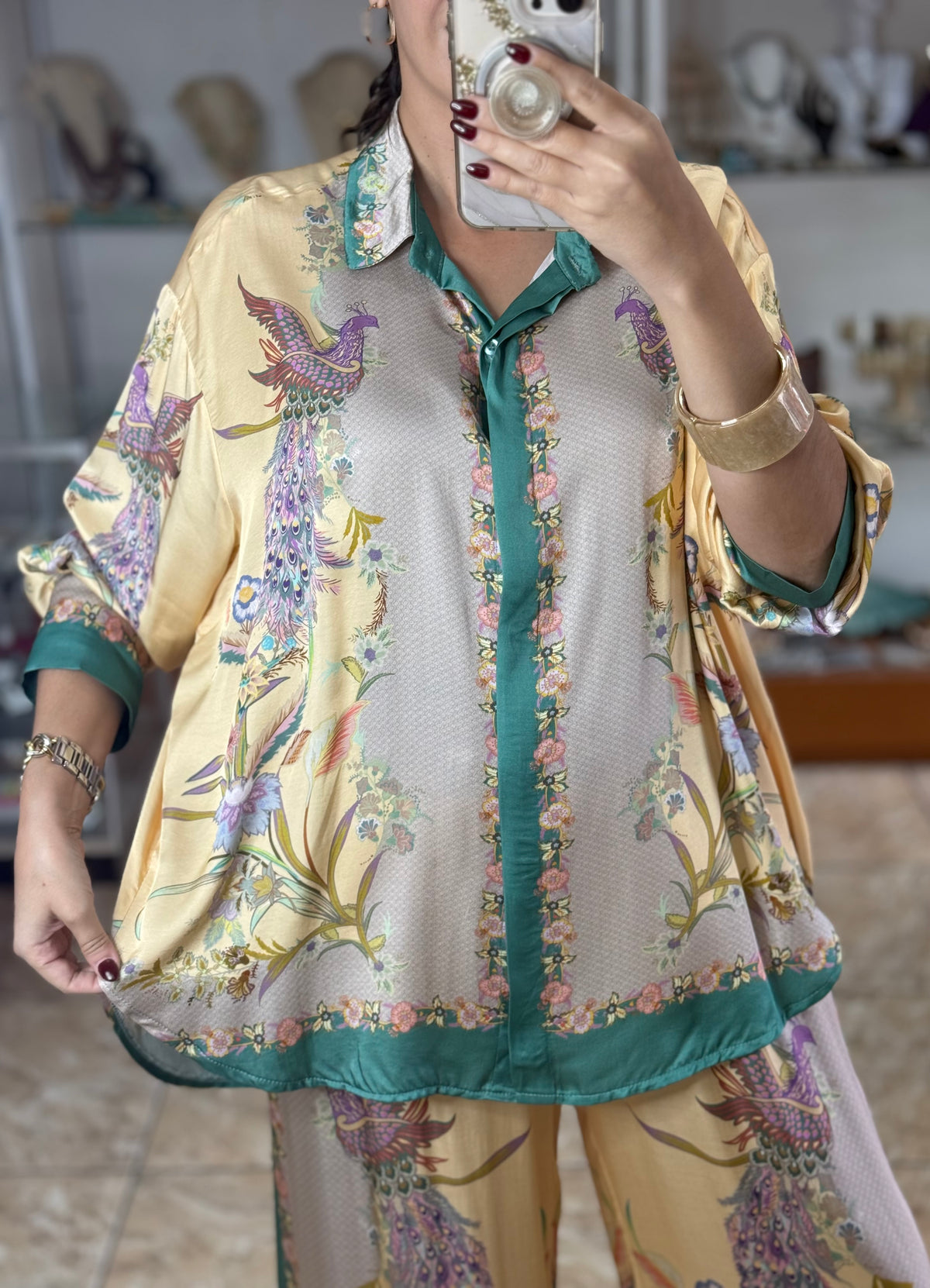 Birds & Flowers OS Satin Set (NO RETURNS OR EXCHANGE)