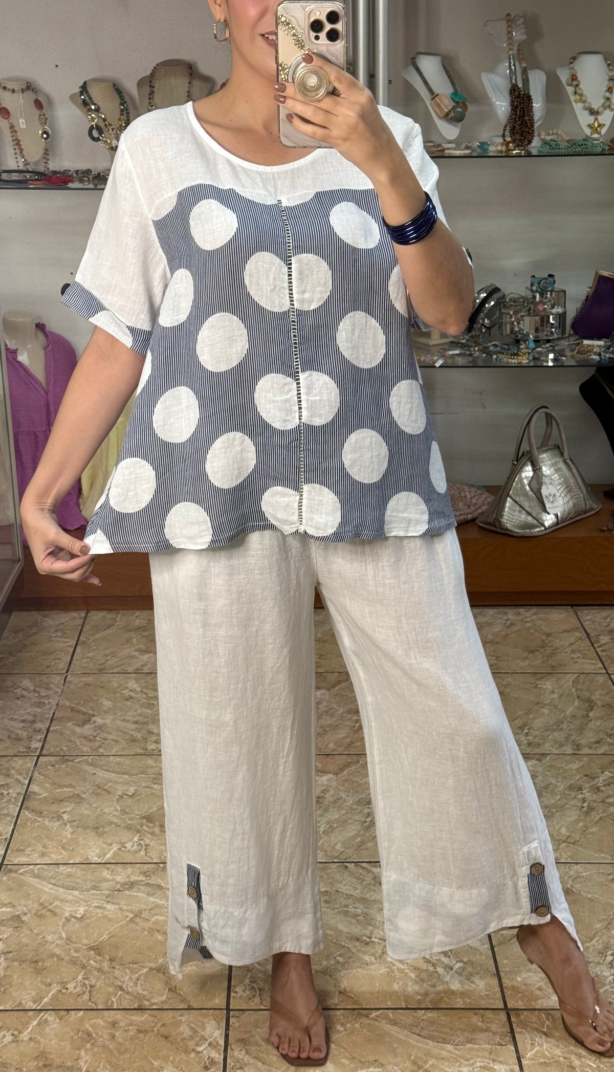 Stripes & Polka Dots OS Linen Set (NO RETURNS OR EXCHANGE)