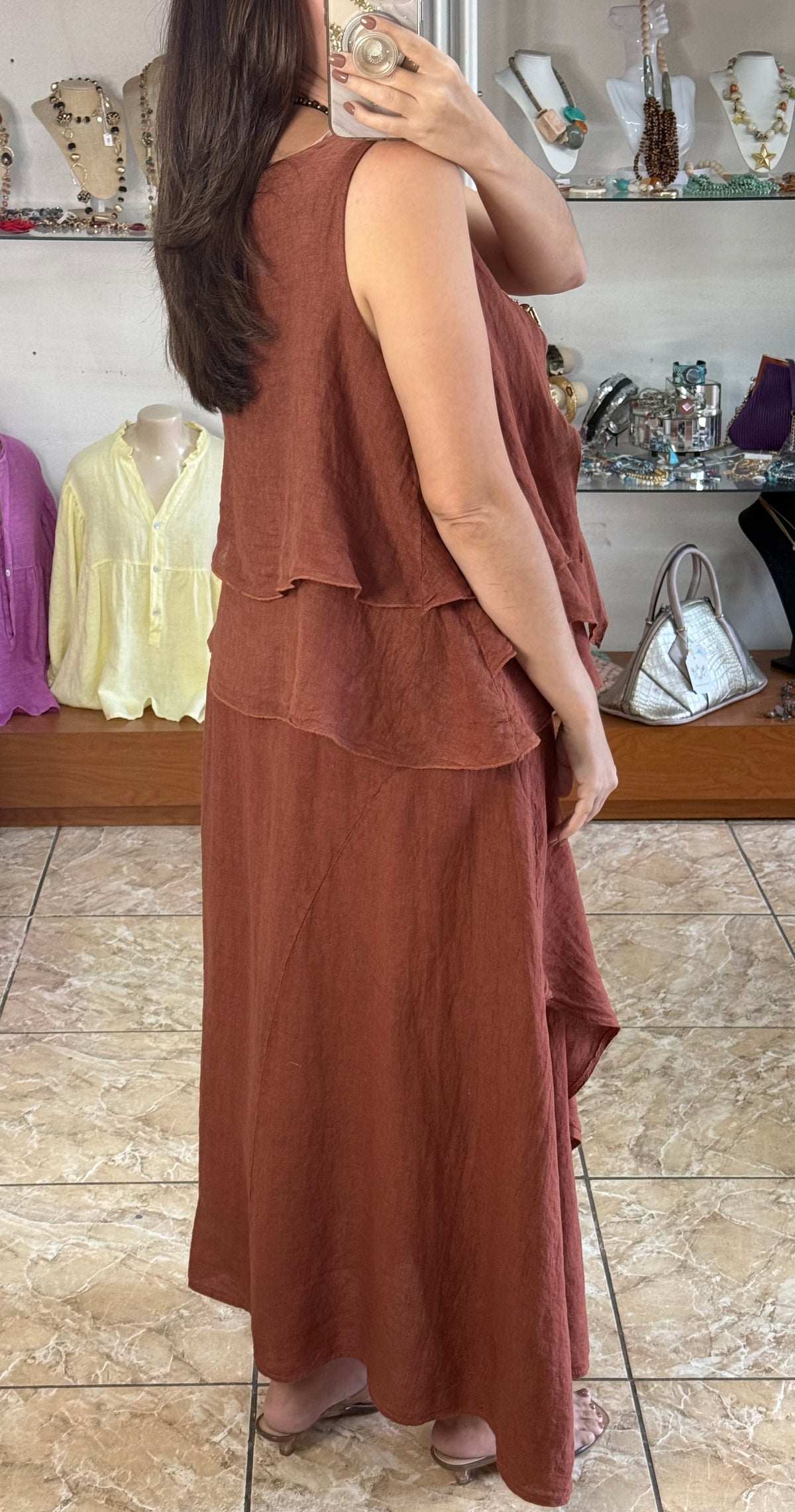 OS Linen Top & Skirt Set (NO RETURNS OR EXCHANGE)