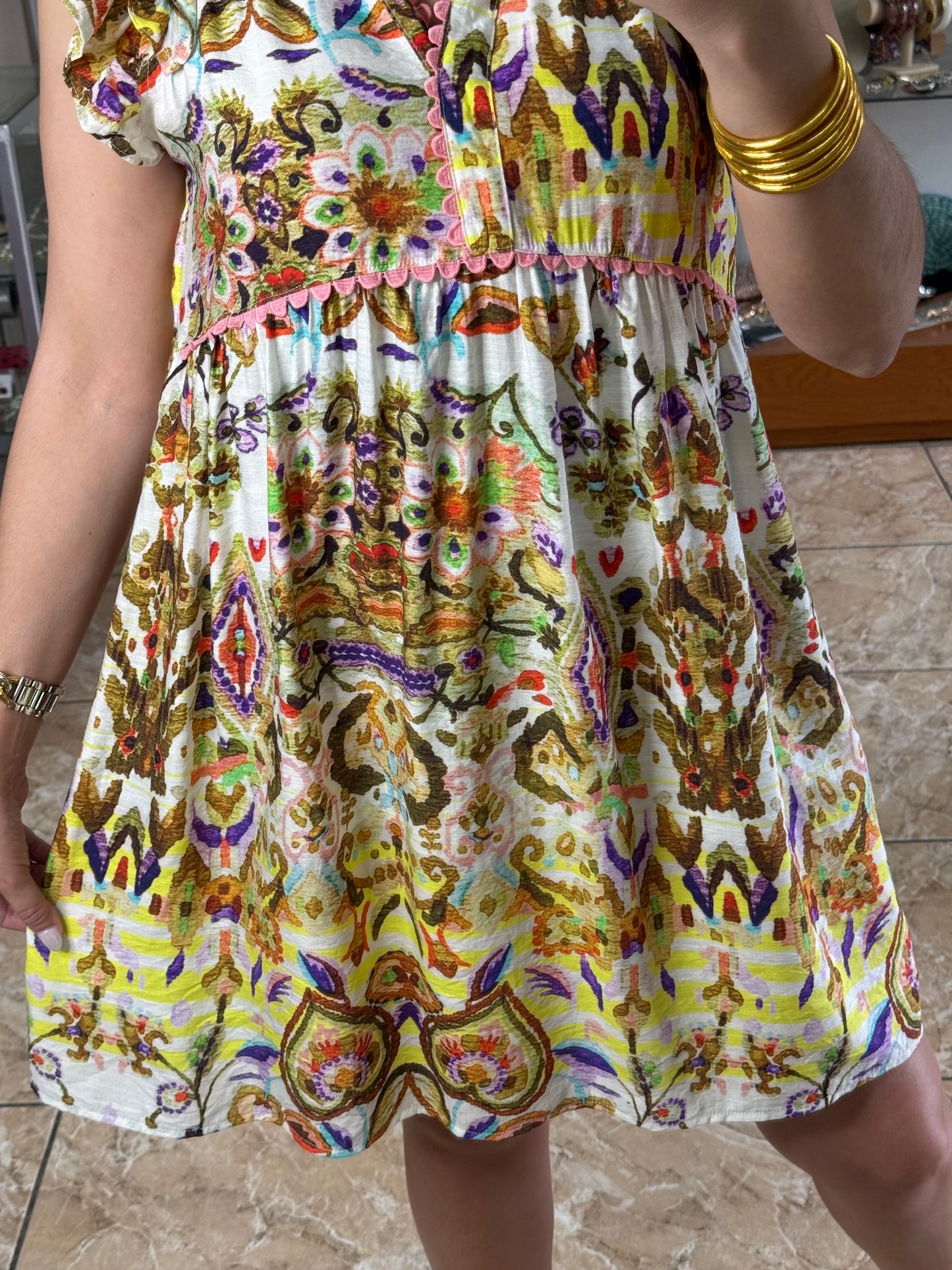 Olive Mix Printed Dress